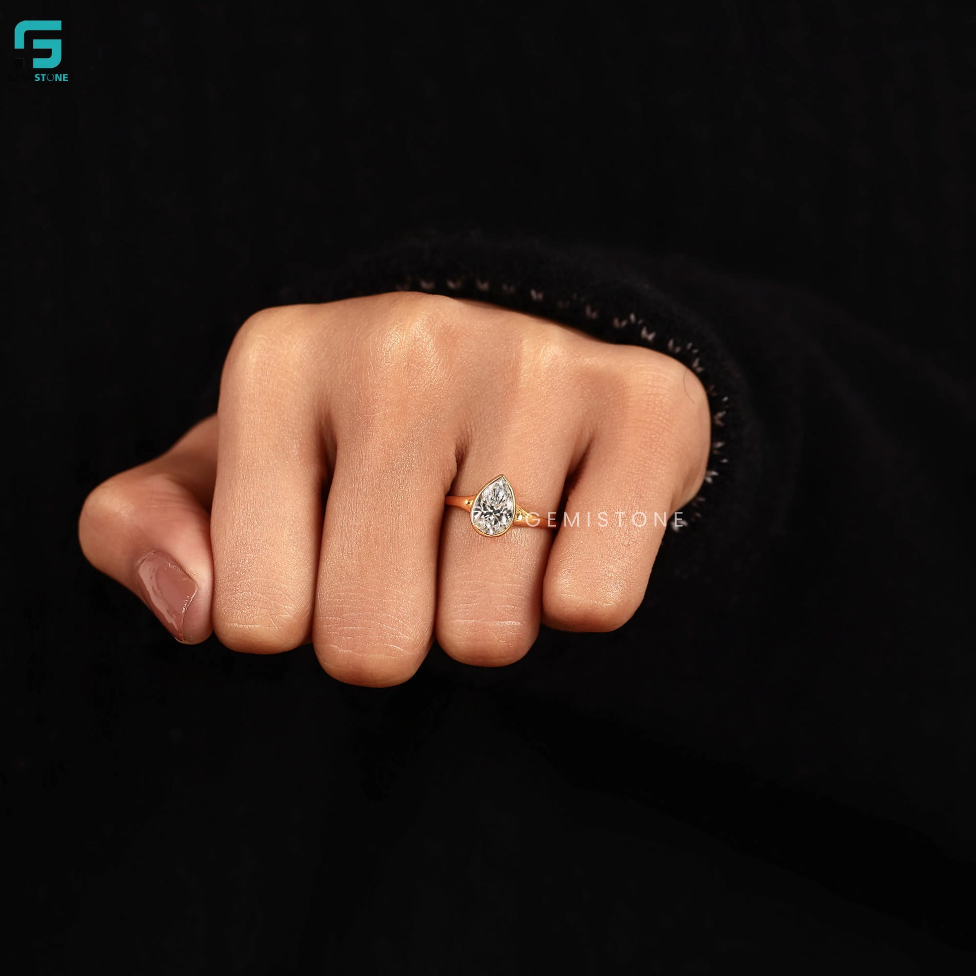 IGI Certified Solitaire Pear Lab Diamond Wedding Ring For Women