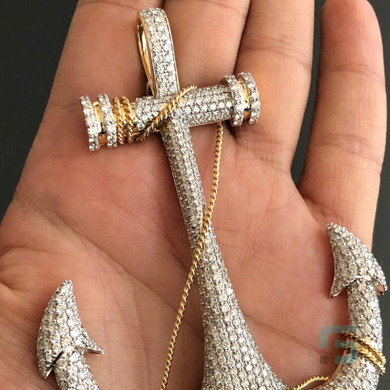 Big Iced Out Moissanite Diamond Anchor Pendant