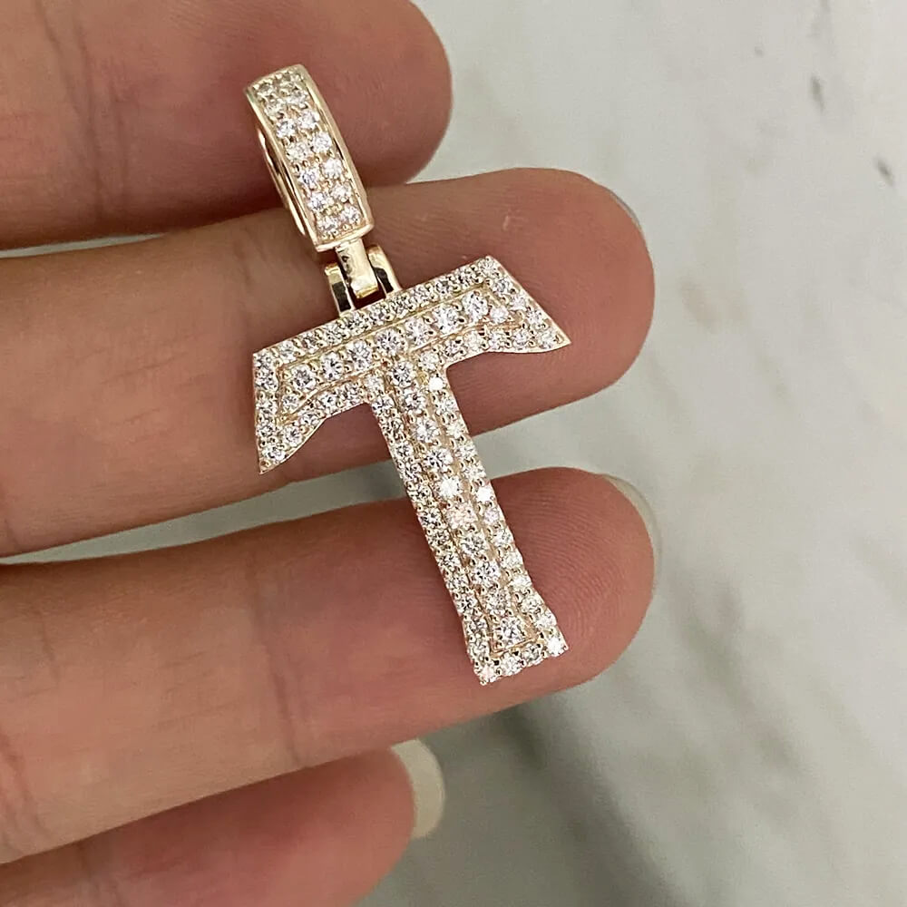 Iced Out Moissanite Custom Initial T Letter Pendant