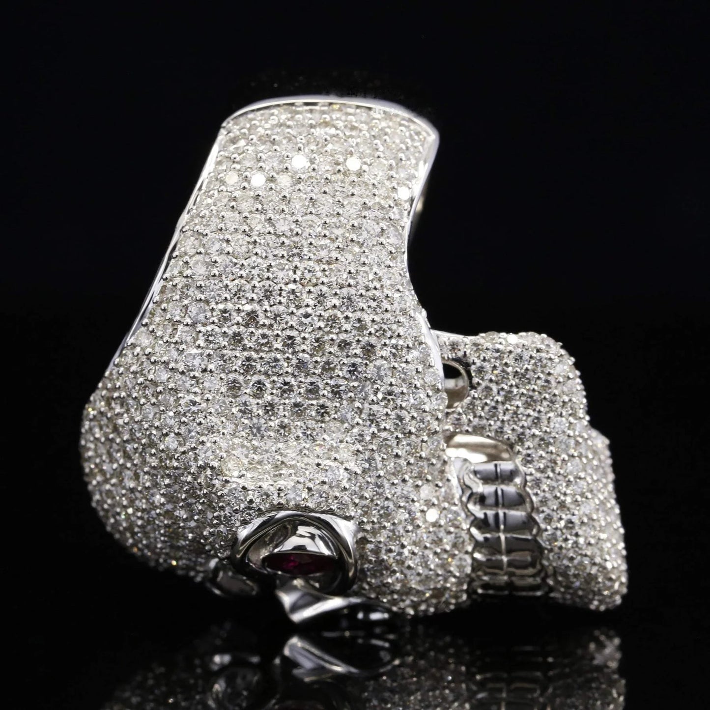 952 Silver Round Moissanite Hip Hop Diamond Skull Ring