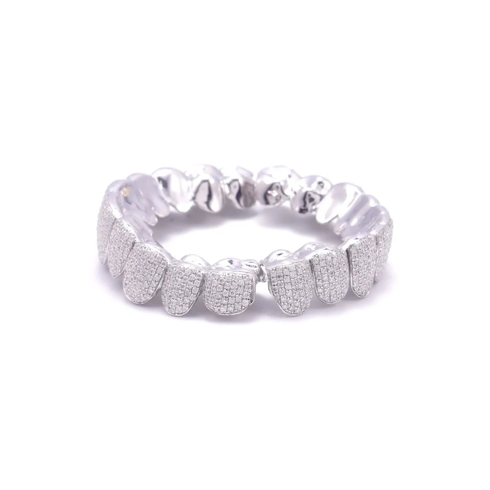 10 On 10 925 Sterling Silver VVS Moissanite Custom Grillz Teeth