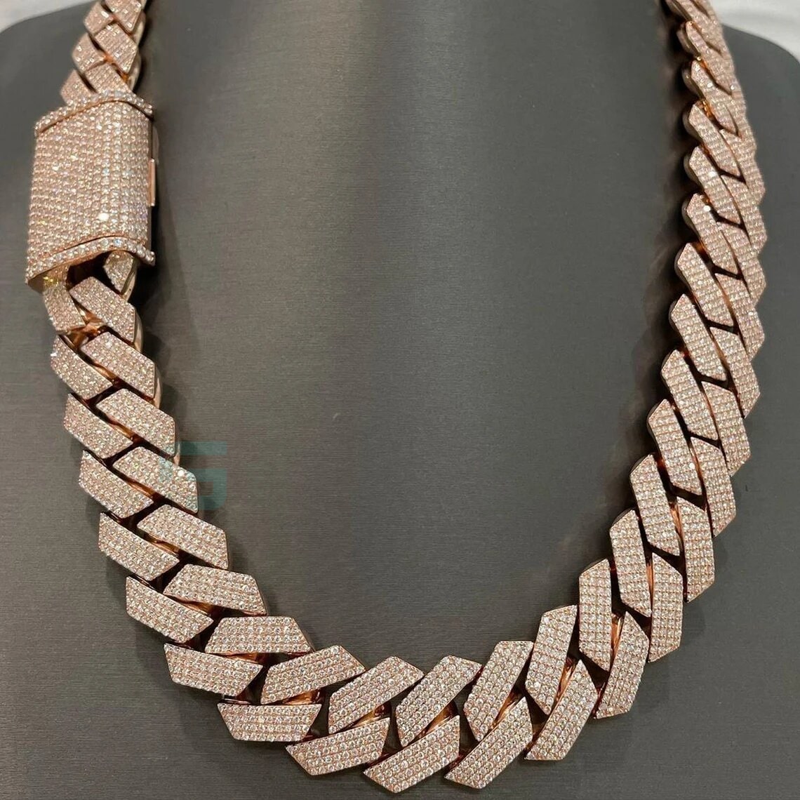 20mm Royal Iced Out Moissanite Mens Miami Cuban Link Necklace Chain