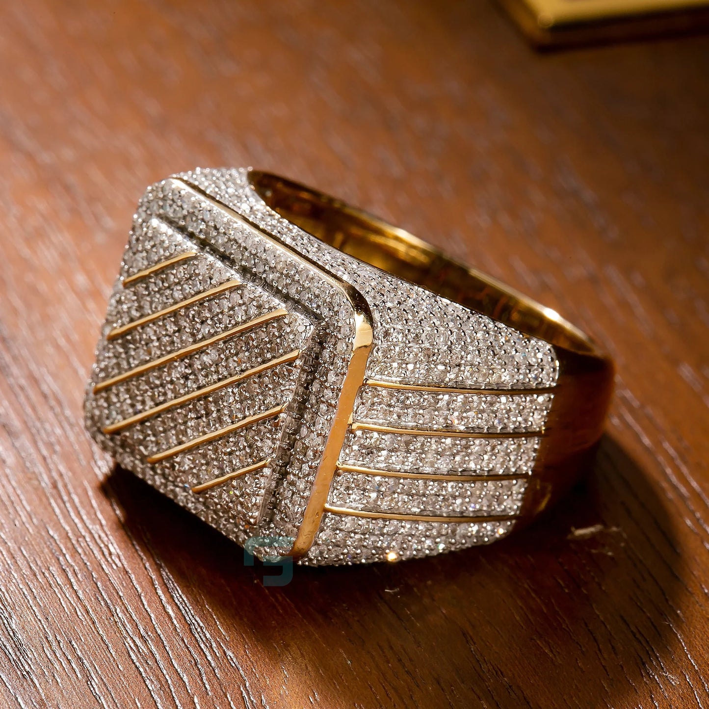 Iced Out Moissanite Men's Square Diamond Signet Ring