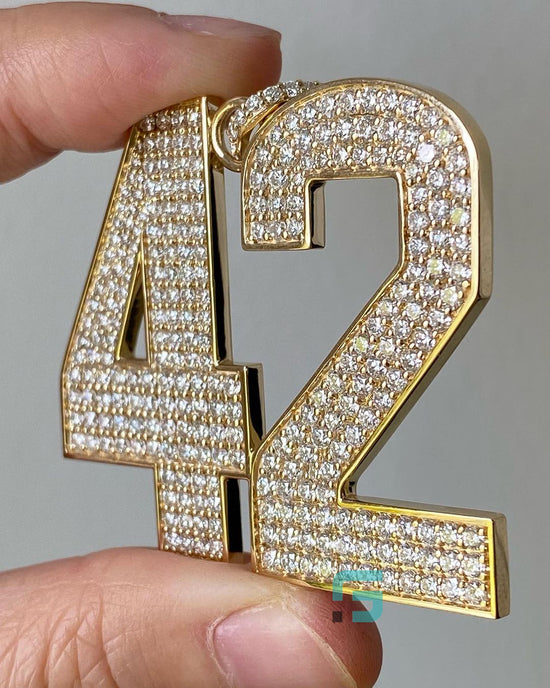 Custom Number "42" Iced Moissanite Diamond Pendant