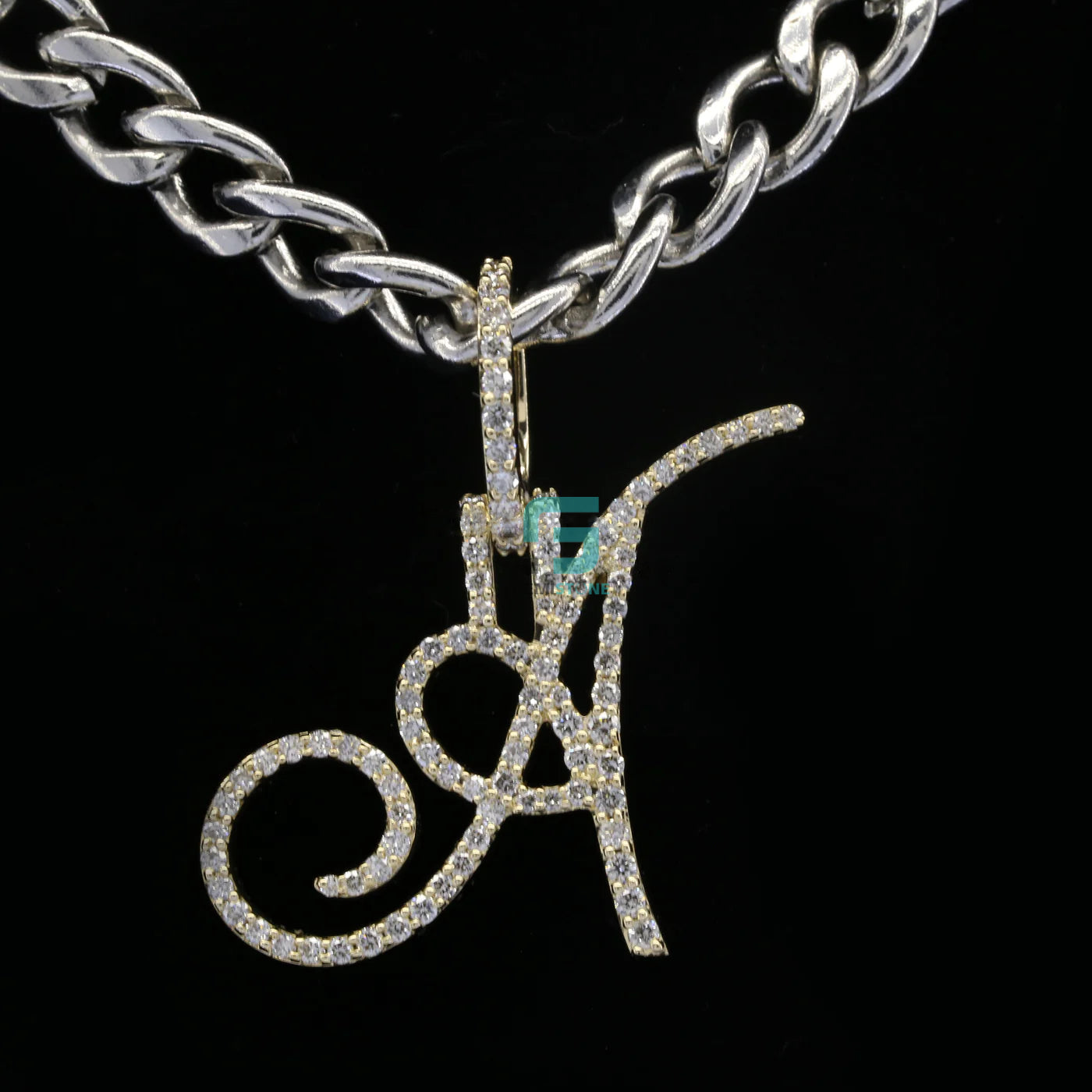 1.20 CTW Round Cut Moissanite Hip Hop Letter A Pendant