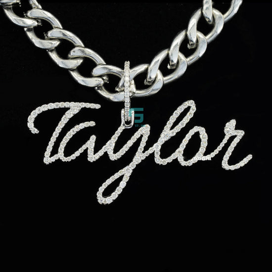 Stunning 925 Silver Trendy Moissanite TAYLOR Name Custom Initial Pendant