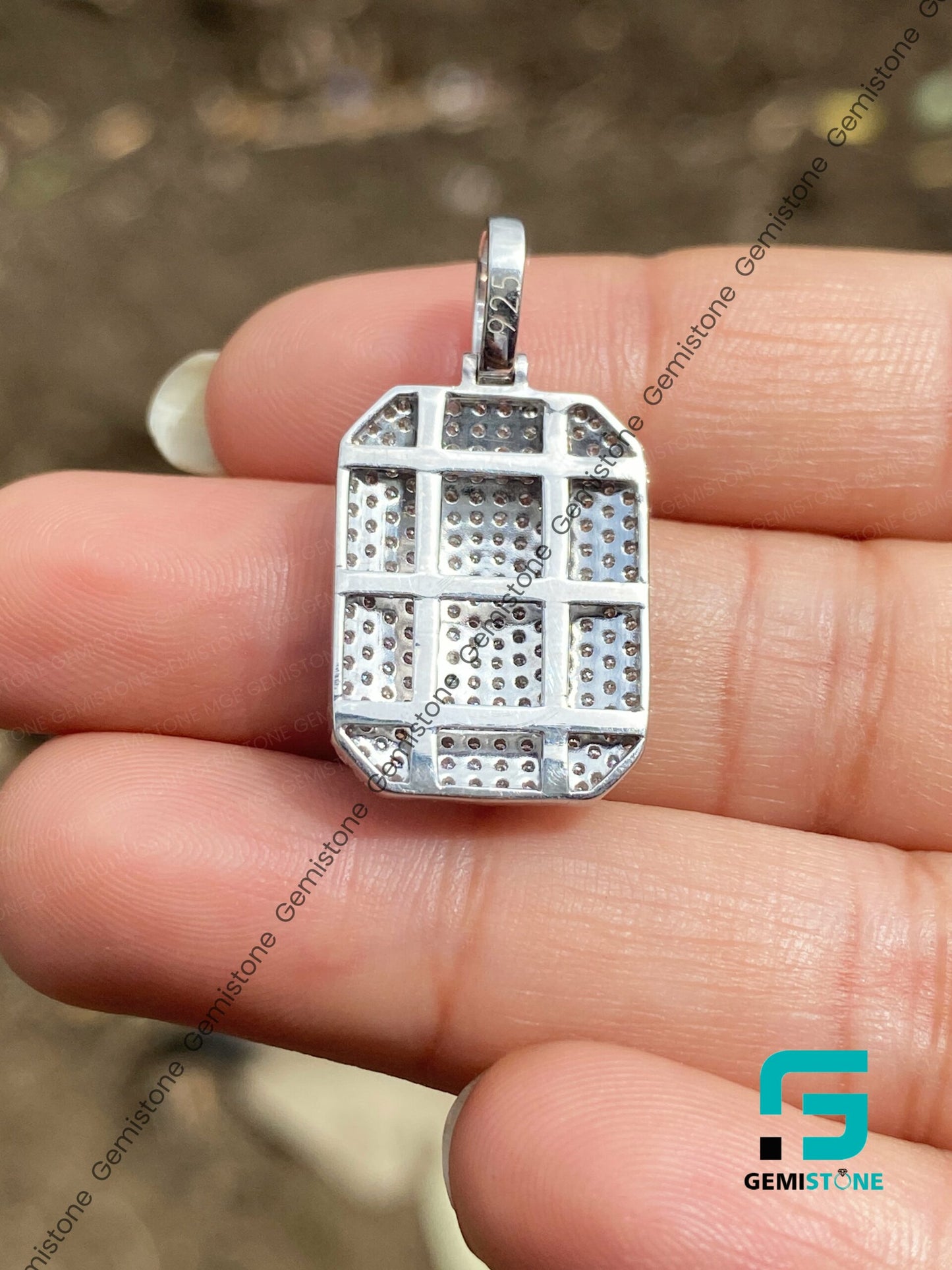Iced Out Moissanite Diamond Dog Tag Pendant
