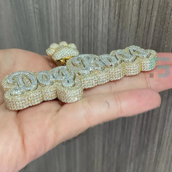 Hip Hop Two Tone DogBoss Name Iced Out Custom Letter Pendant