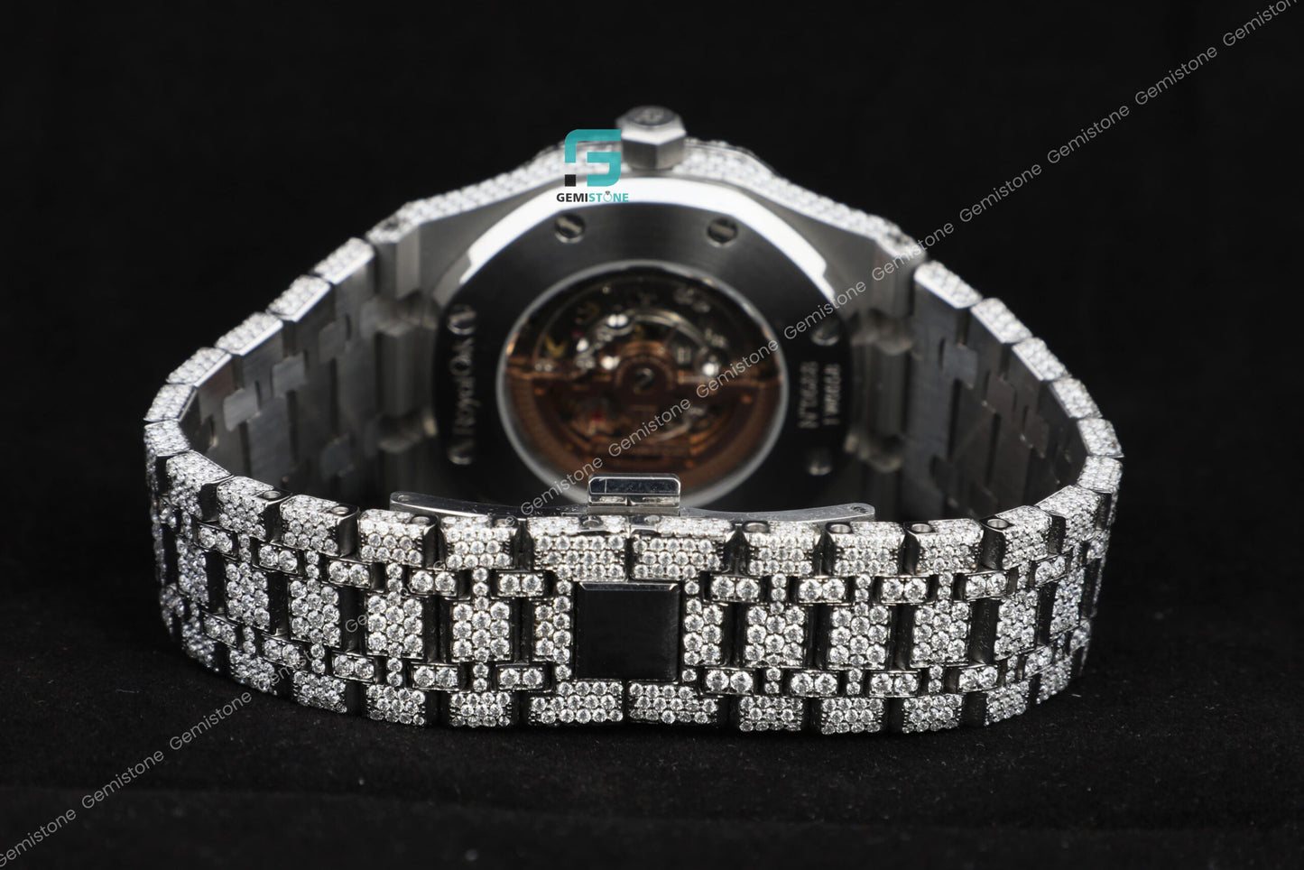 Men's Custom Iced Out Real Moissanite Skeleton Watch For Men