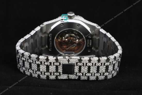 Men's Custom Iced Out Real Moissanite Skeleton Watch For Men