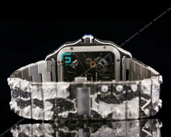 Bicolor Zebra Print Black And White Moissanite Bust Down Watches