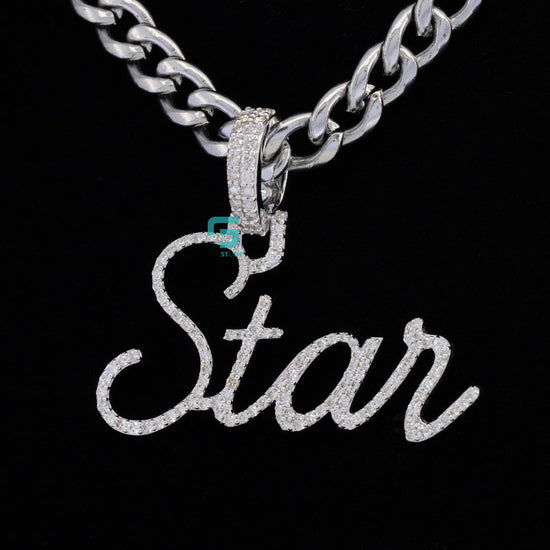 925 Silver Custom Hip Hop Moissanite Diamond Pendant Letter STAR