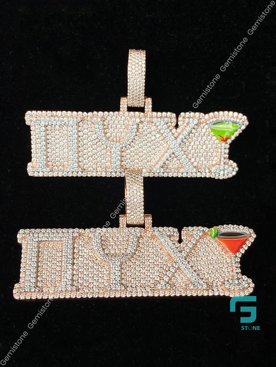Two Tone Rose Gold Plated 925 Silver Custom Letter πYX Moissanite Pendant
