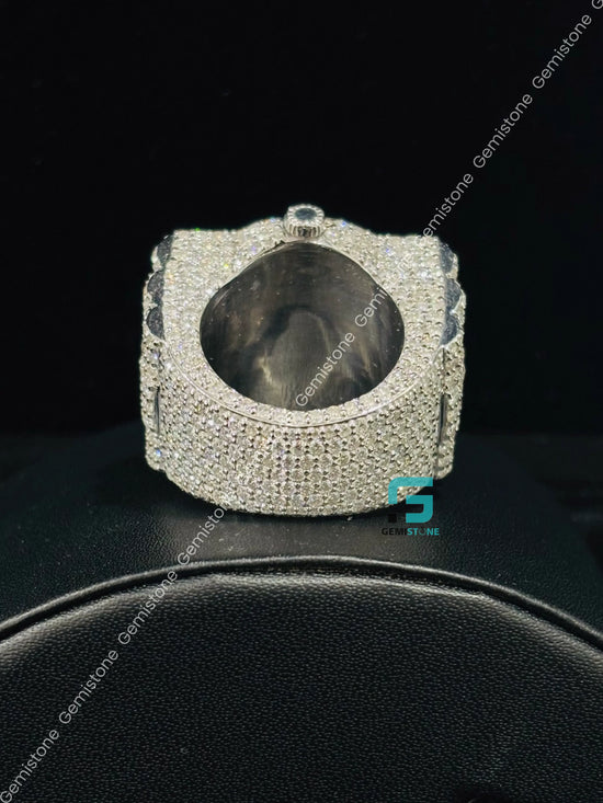 Men's 925 Silver King Crown Studded Moissanite Hip Hop Ring