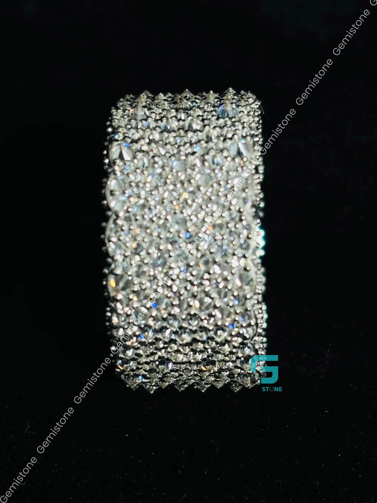 Upside Down Round Cut Moissanite Reverse Diamond Hip Hop Ring