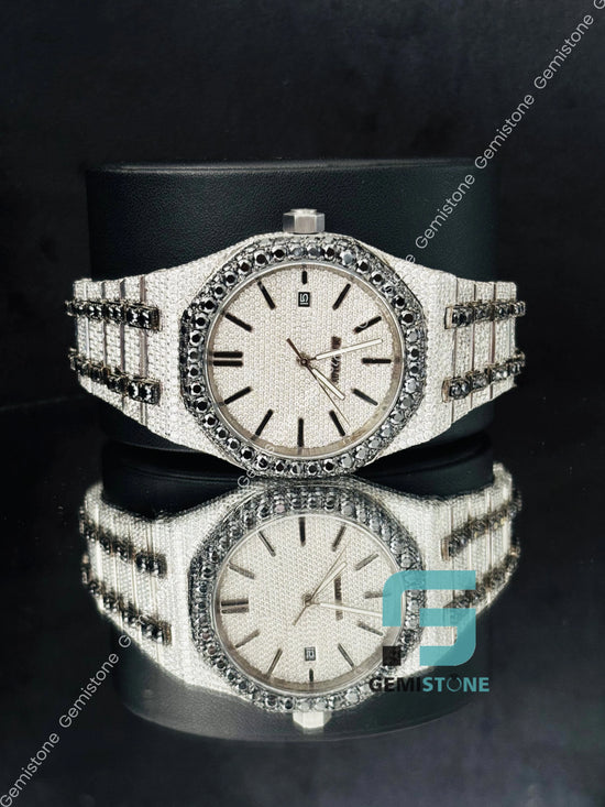 Iced Out Black_ White Diamond Fully Studded Watch