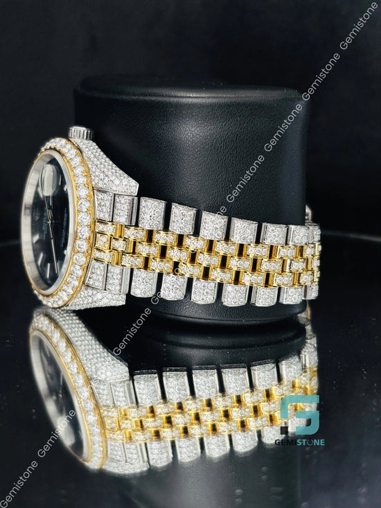 Iced Out Dual Tone Moissanite Hip Hop Watch