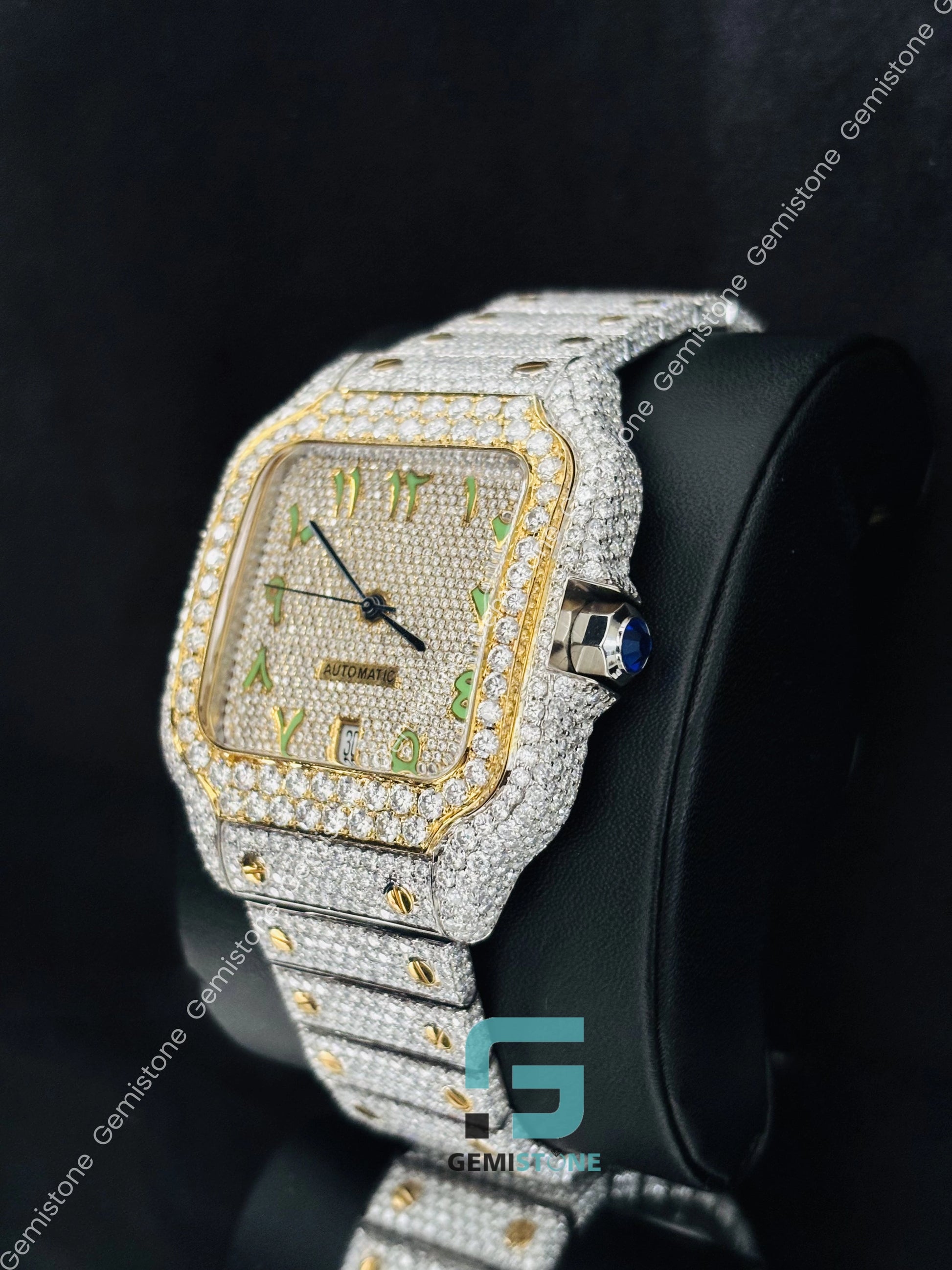 Iced Out Hip Hop Arabic Number Moissanite Watch