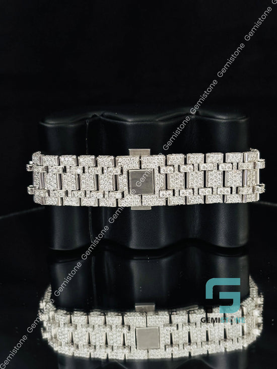Iced Out Hip Hop Baguette Bar Moissanite Wrist Watch