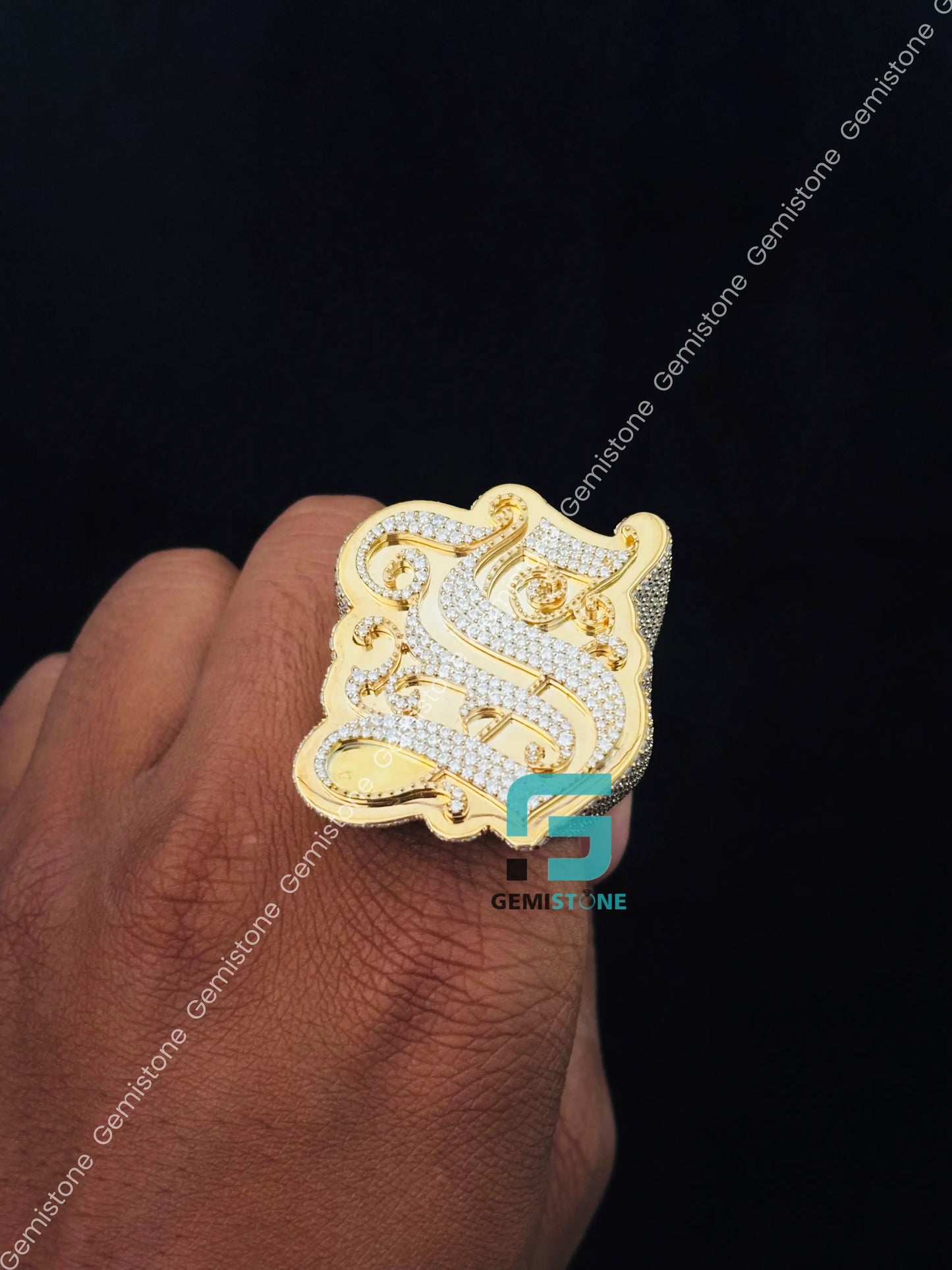 Iced Out Initial Letter Ring