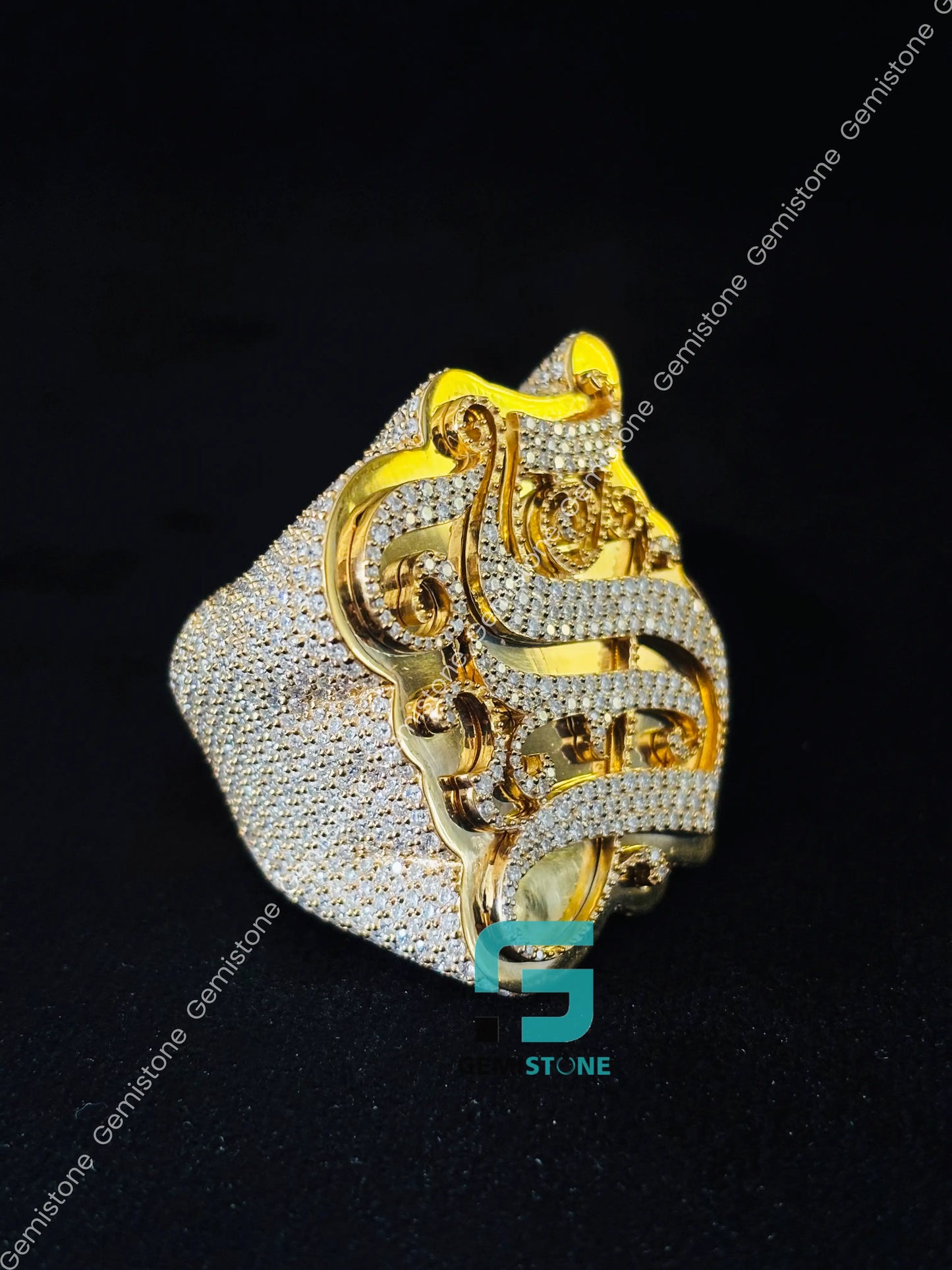 Iced Out Initial Letter Ring Men_s