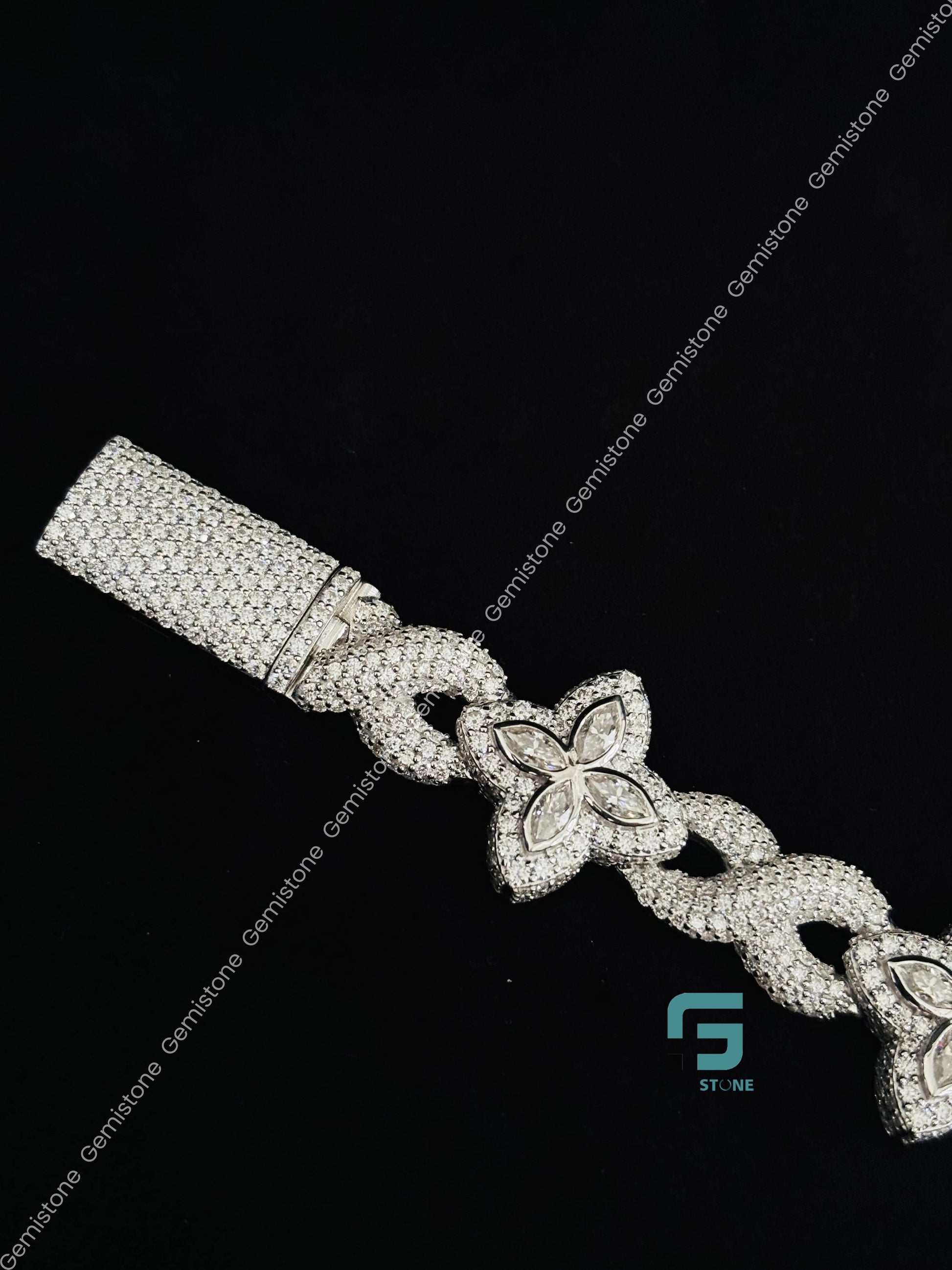 Iced Out Moissanite Clover Bracelet