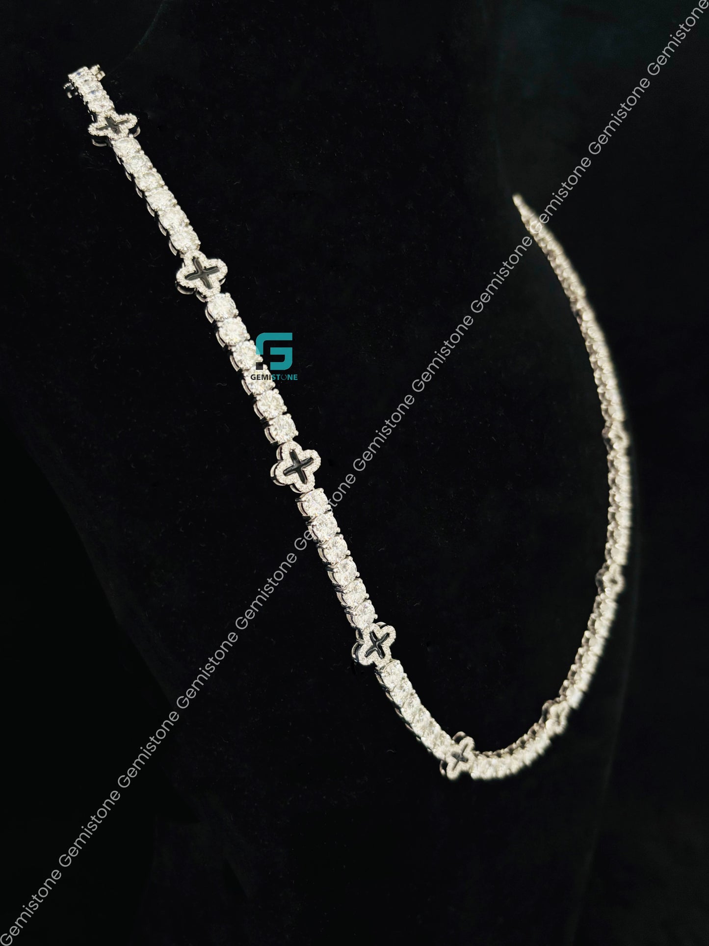 Iced Out Moissanite Clover Chain