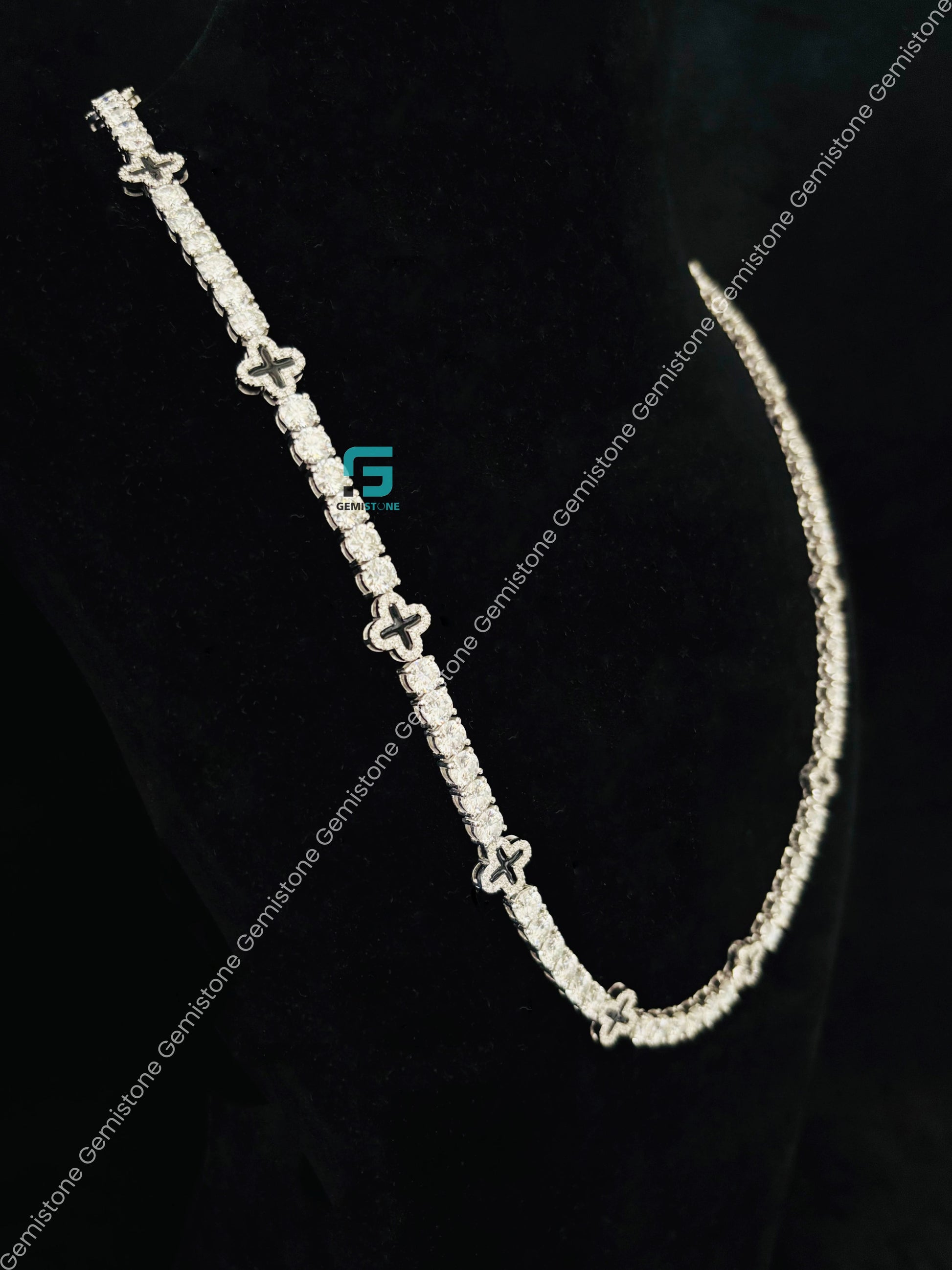 Iced Out Moissanite Clover Chain