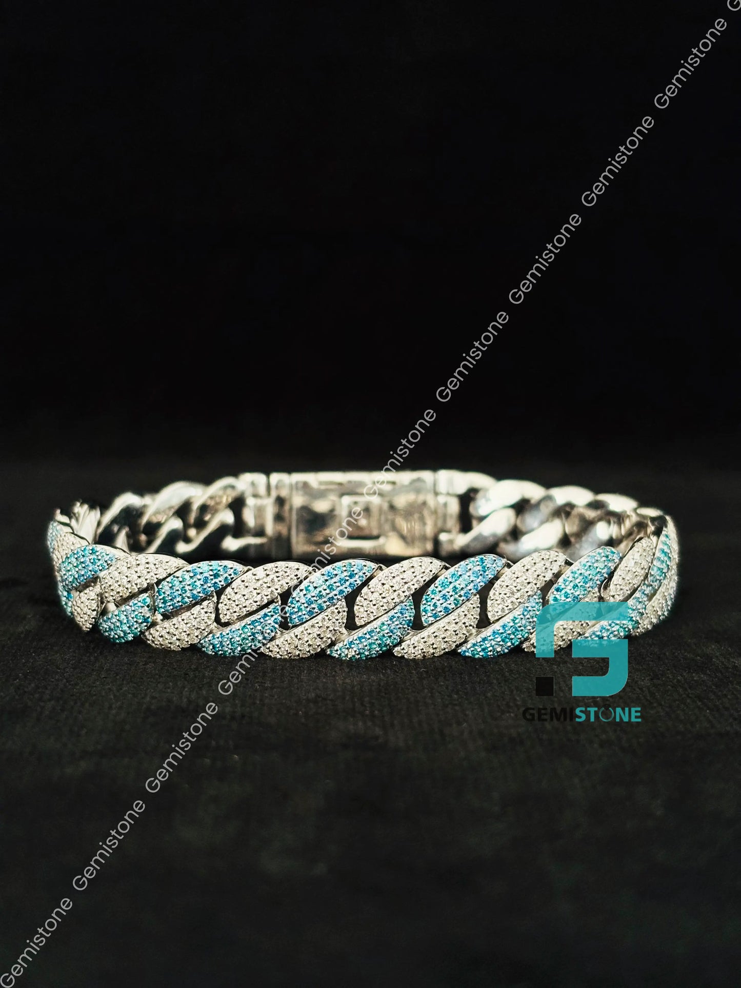 Iced Out Moissanite Diamond Studded Hip Hop Bracelet For Men
