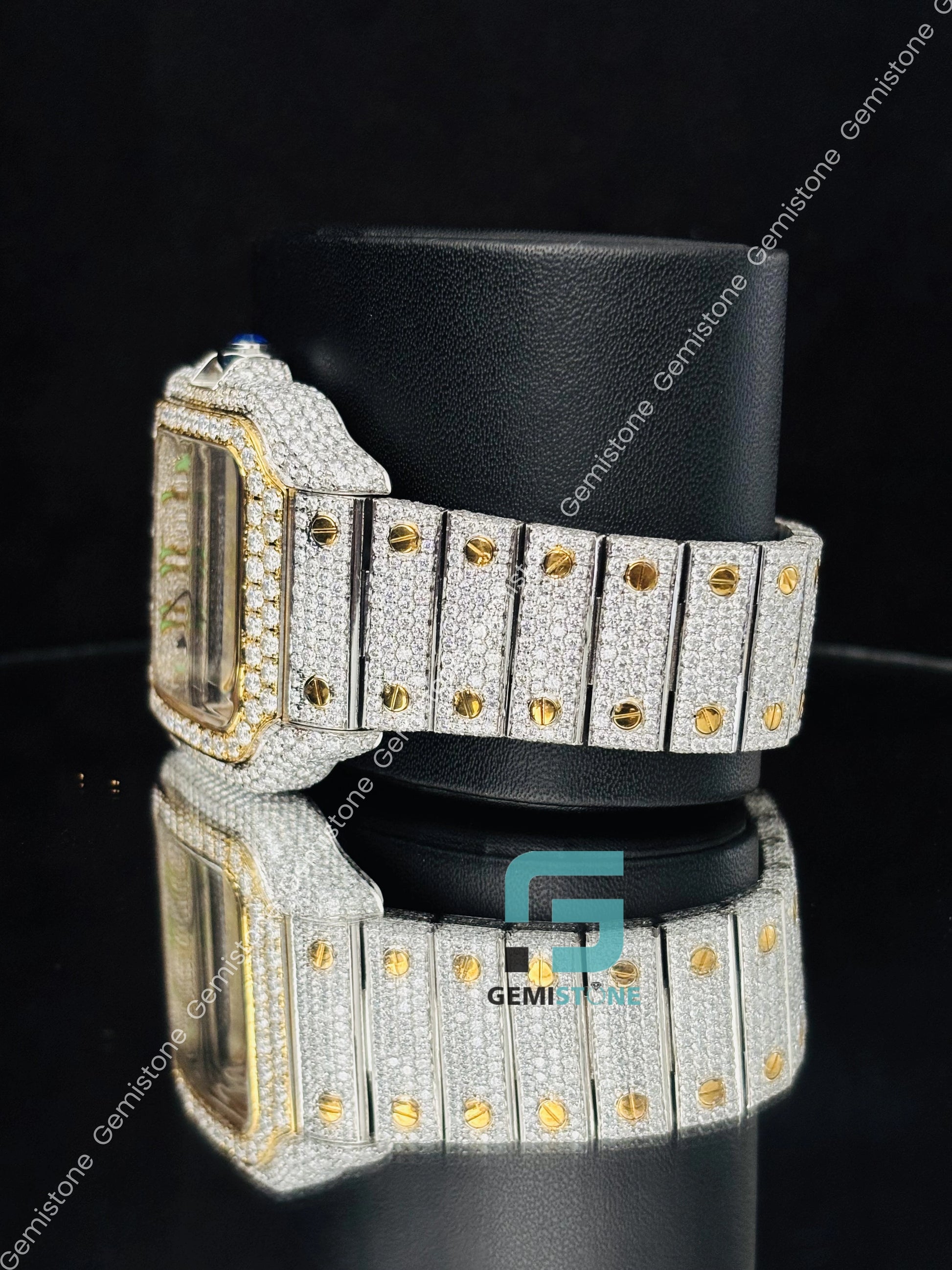 Iced Out Moissanite Hip Hop Two Tone Watch For Him