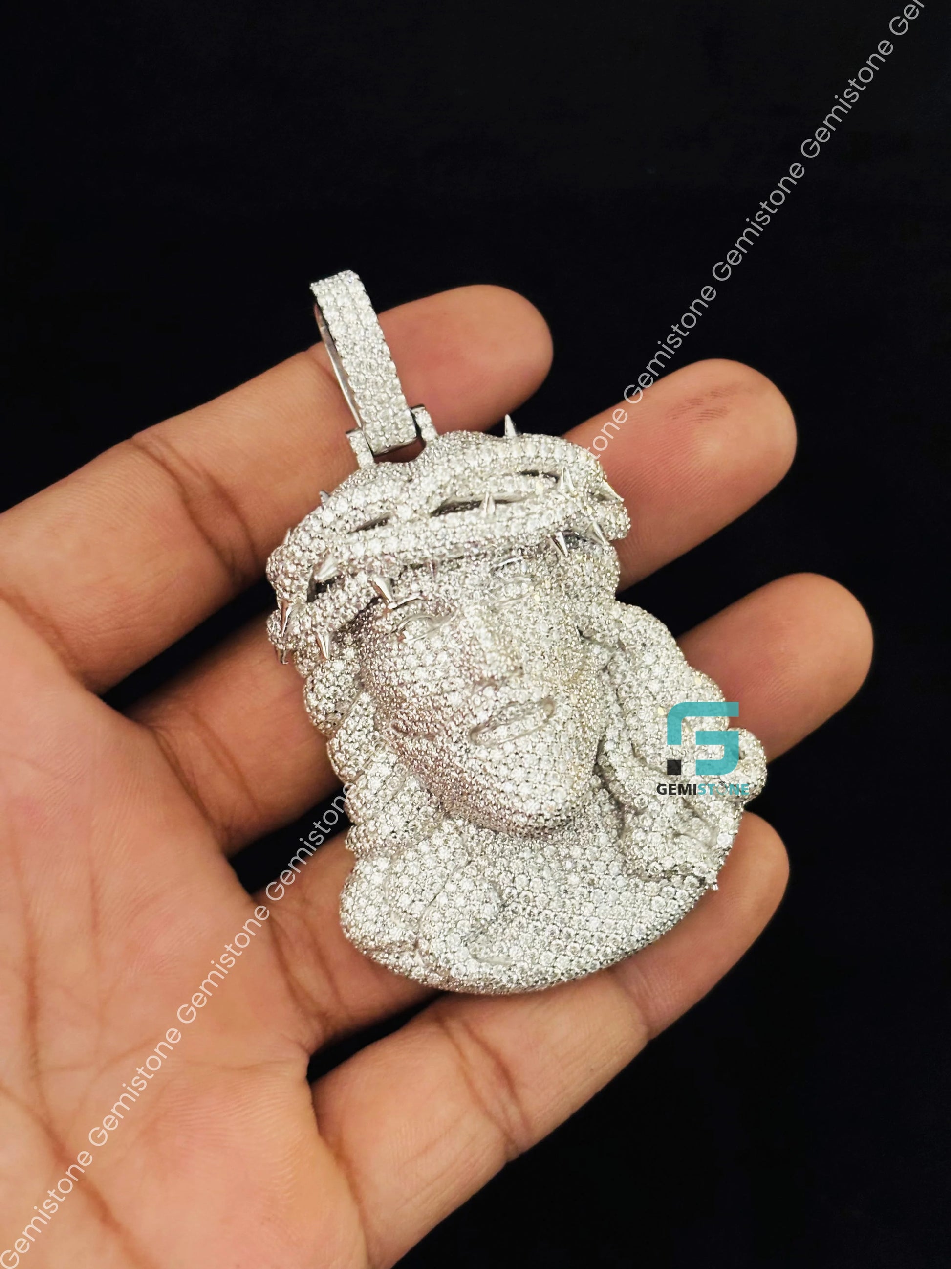 Iced Out Moissanite Jesus Pendant