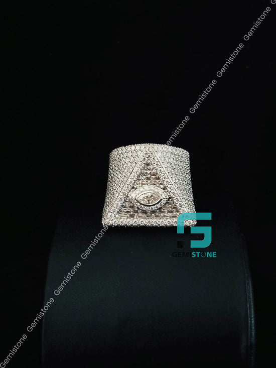 Iced Out Moissanite Pyramid Ring