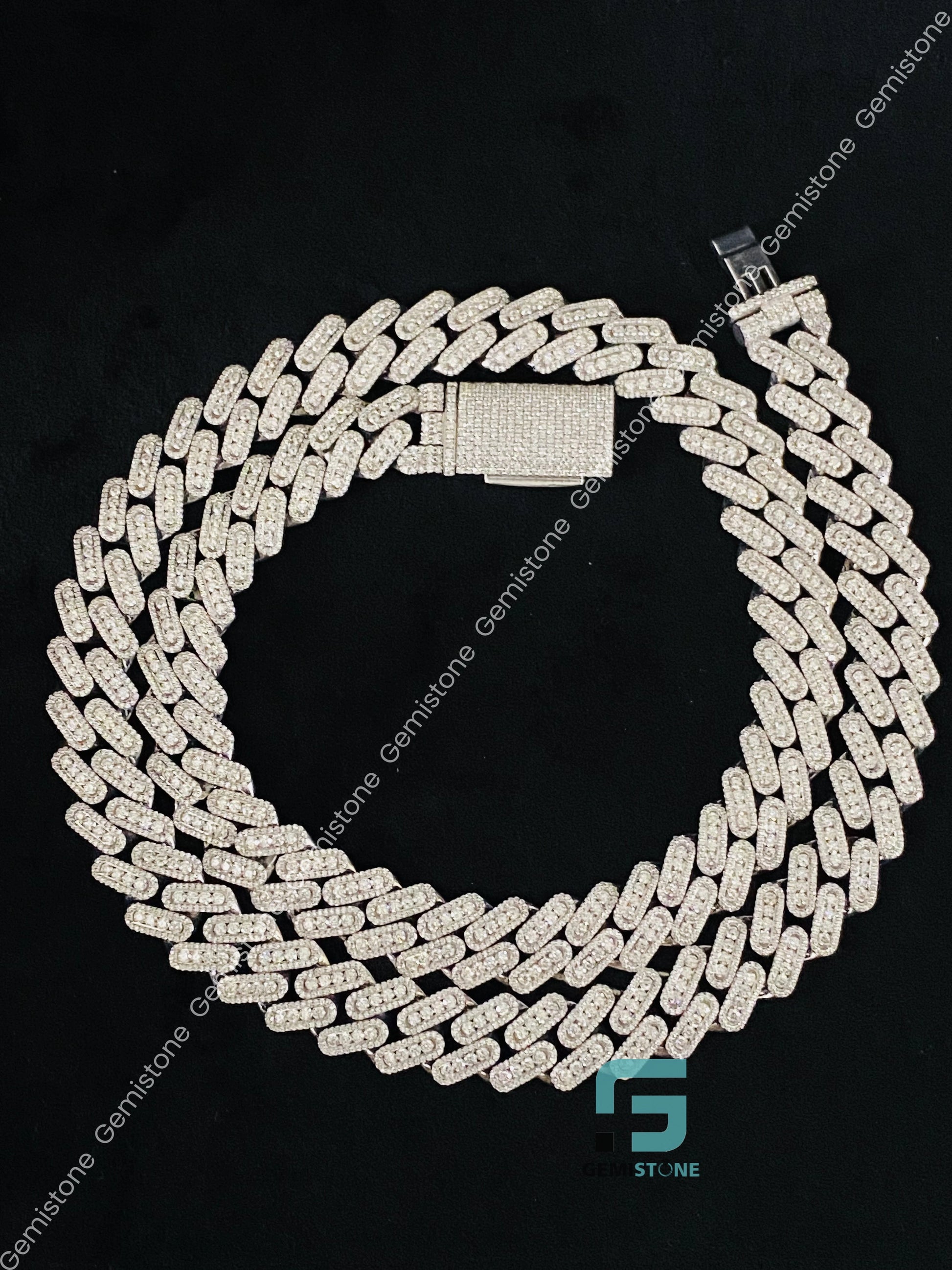 Iced Out Moissanite Sterling Silver Cuban Link Chain