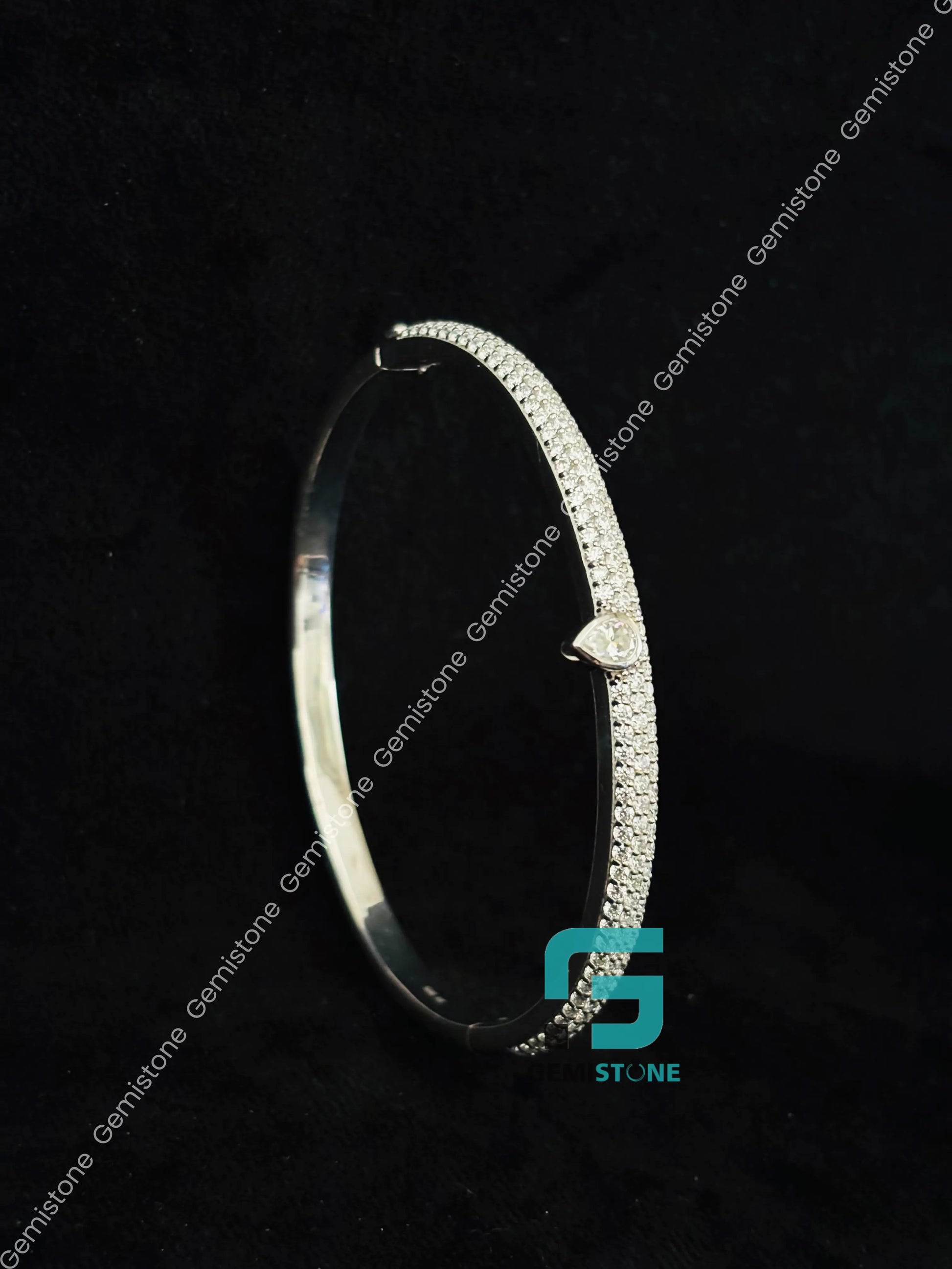 Iced Out Moissanite Studded Bangle Bracelet