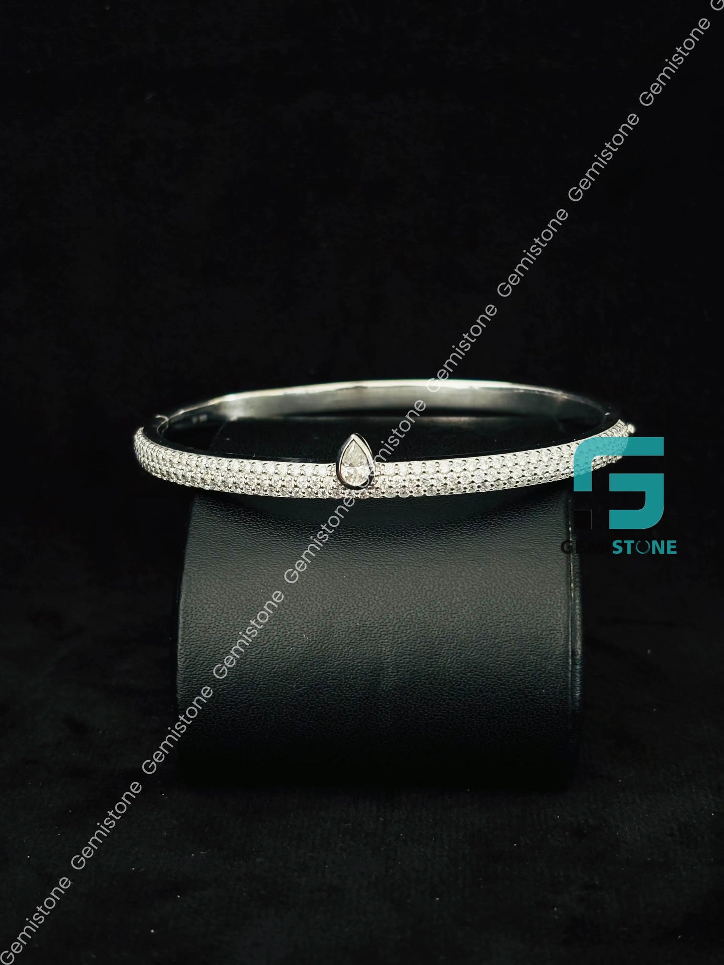 Iced Out Moissanite Studded Bangle Bracelet For Her