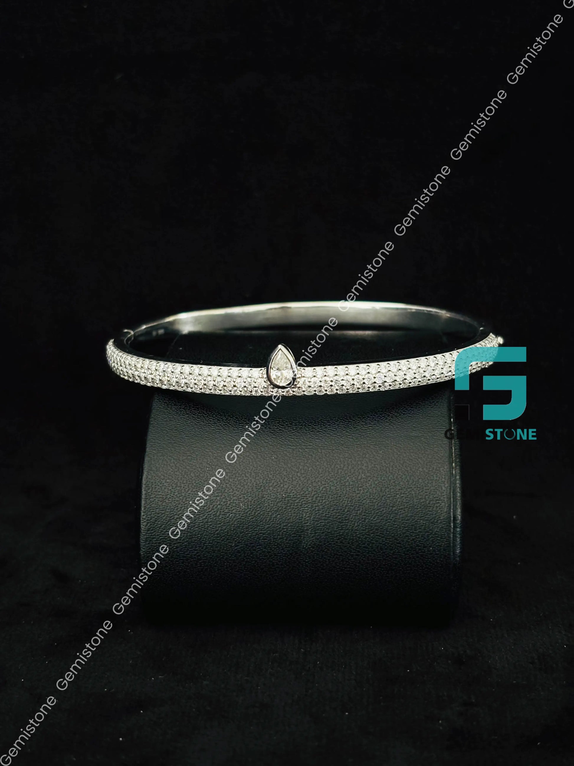 Iced Out Moissanite Studded Bangle Bracelet For Her