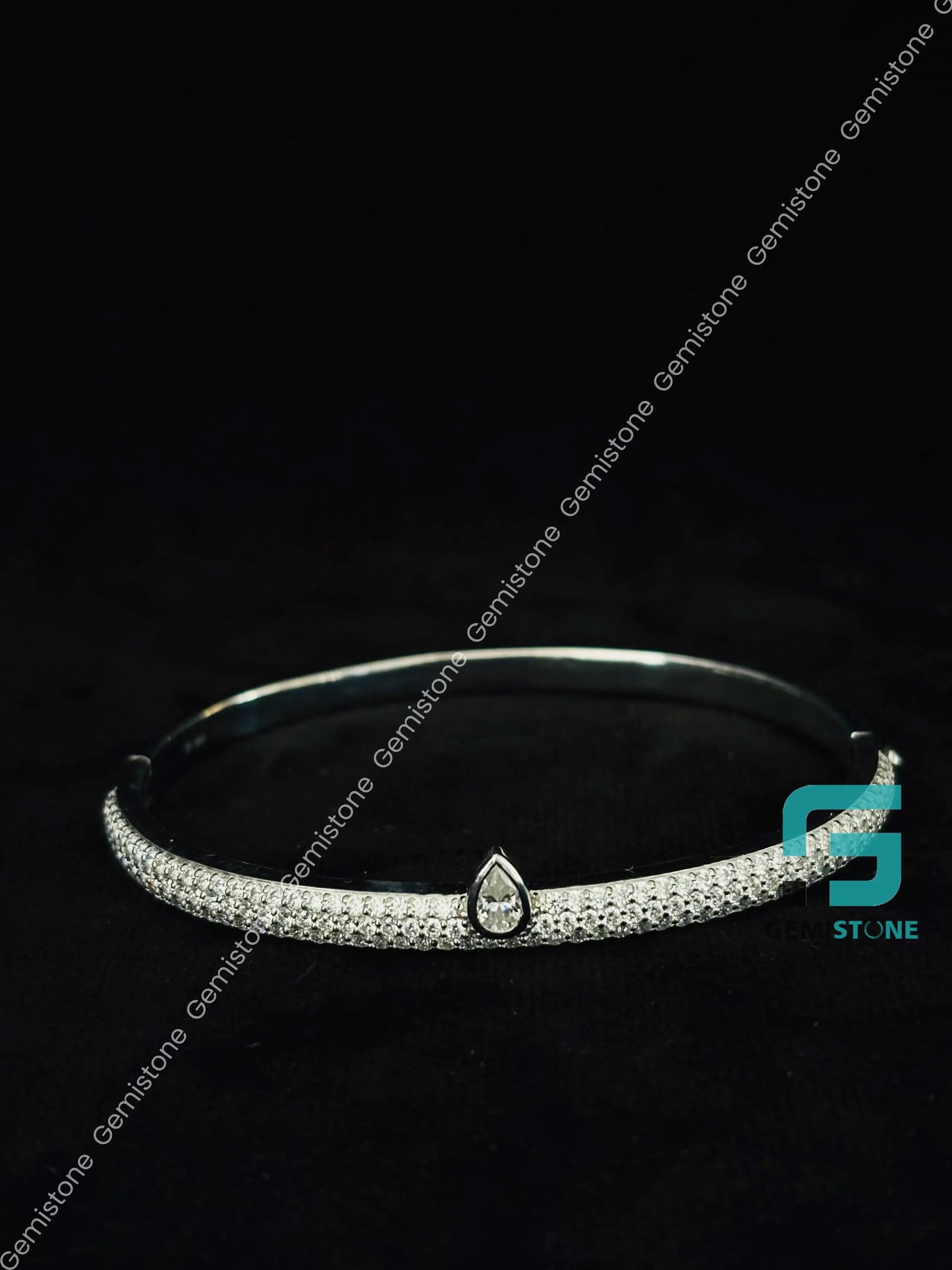 Iced Out Moissanite Studded Bangle Bracelet For Men