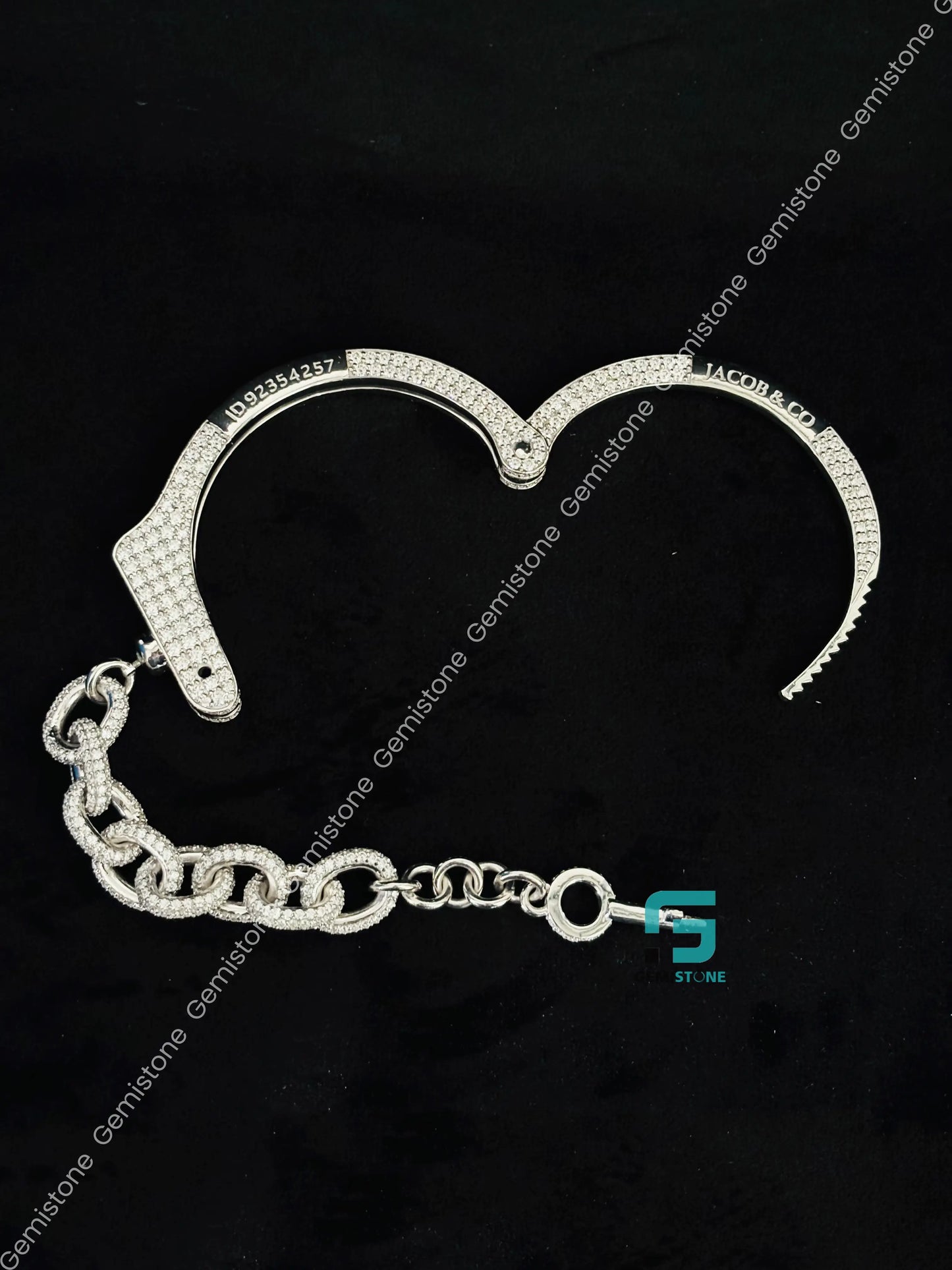 Iced Out Moissanite Studded Hip Hop Hand Cuff