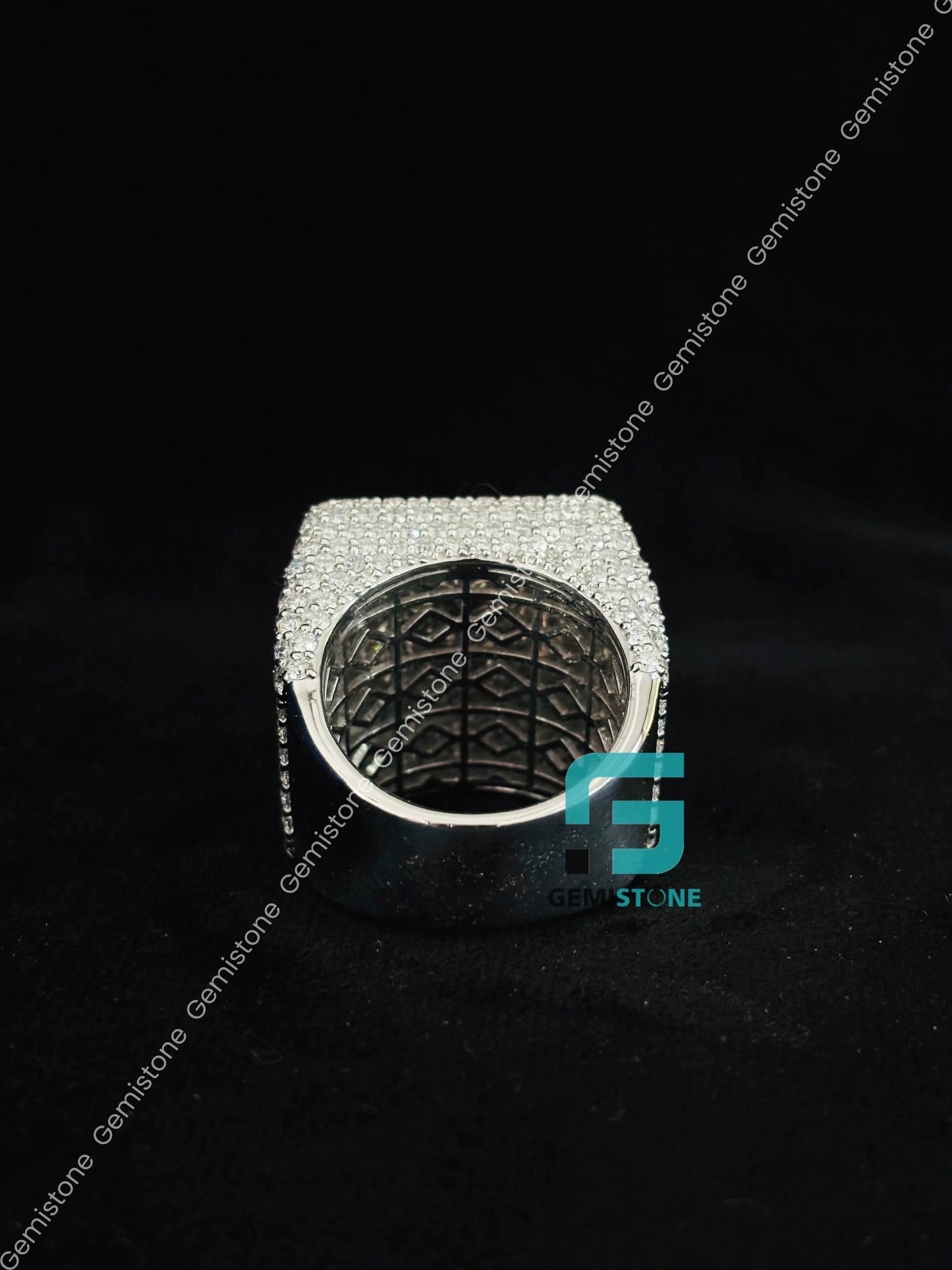 Iced Out Moissanite Wedding Ring for Men
