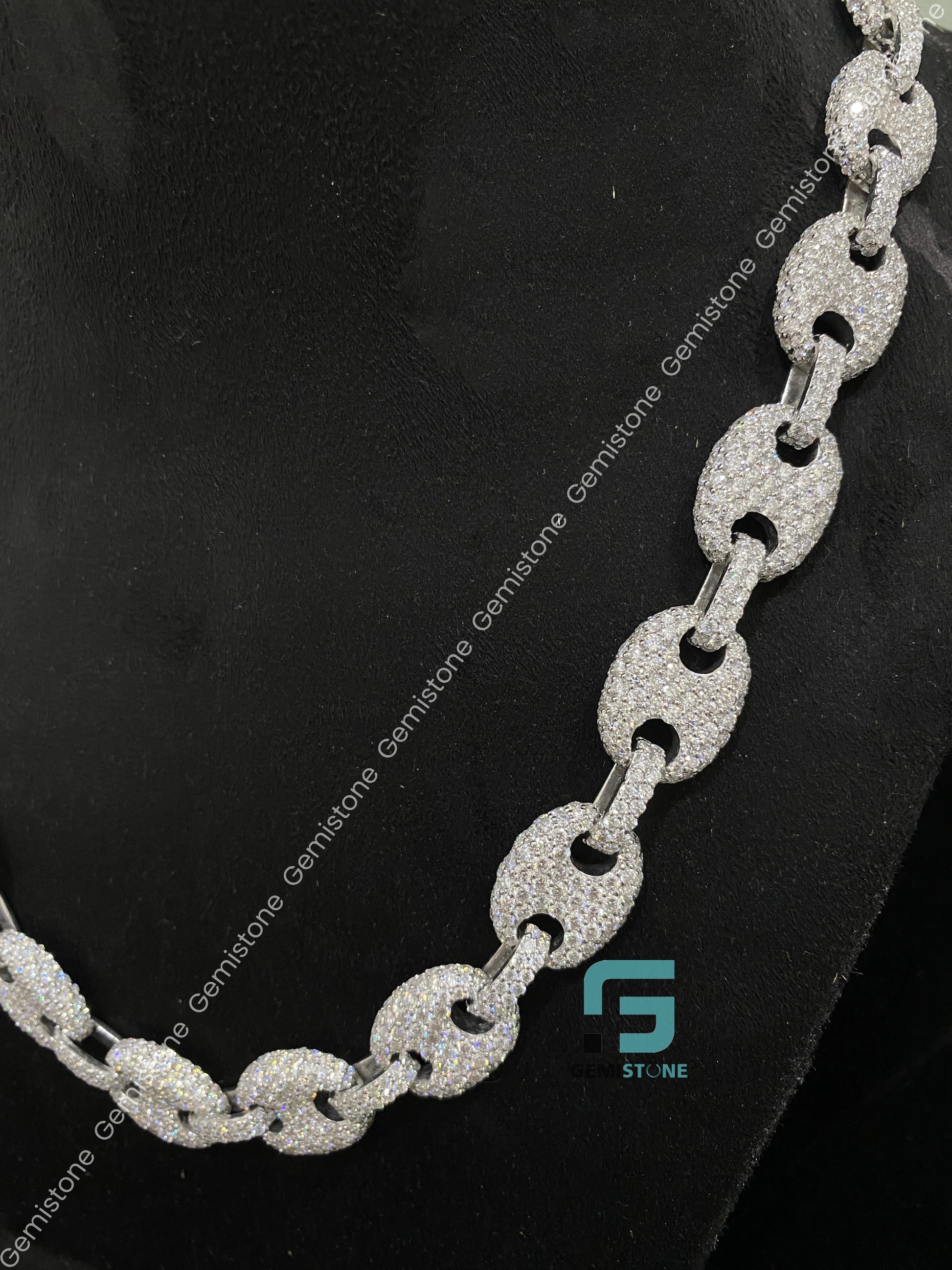 Iced Out Puff link Moissanite Chain