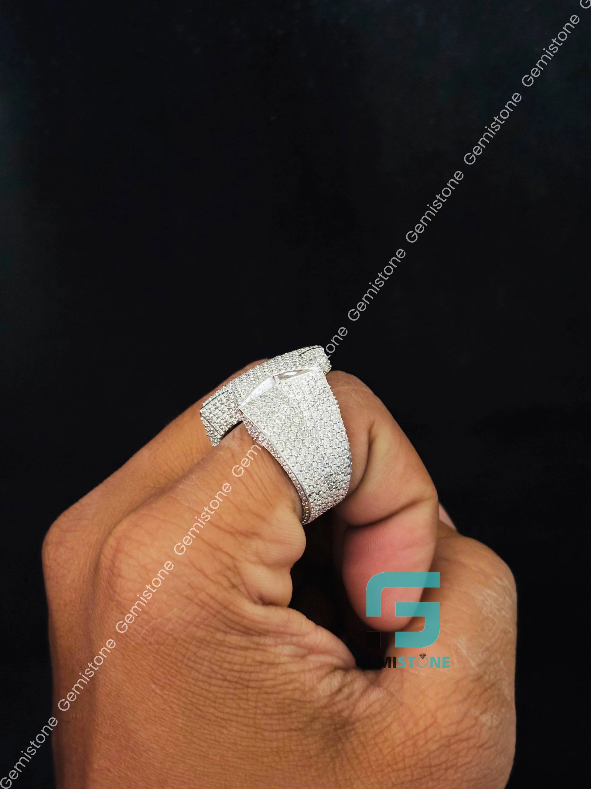 Iced Out Star Moissanite Bust Down Ring