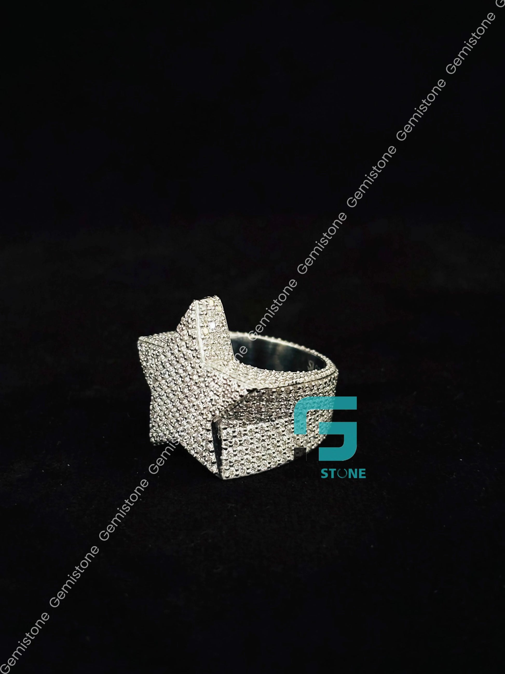 Iced Out Star Moissanite Hip Hop Ring
