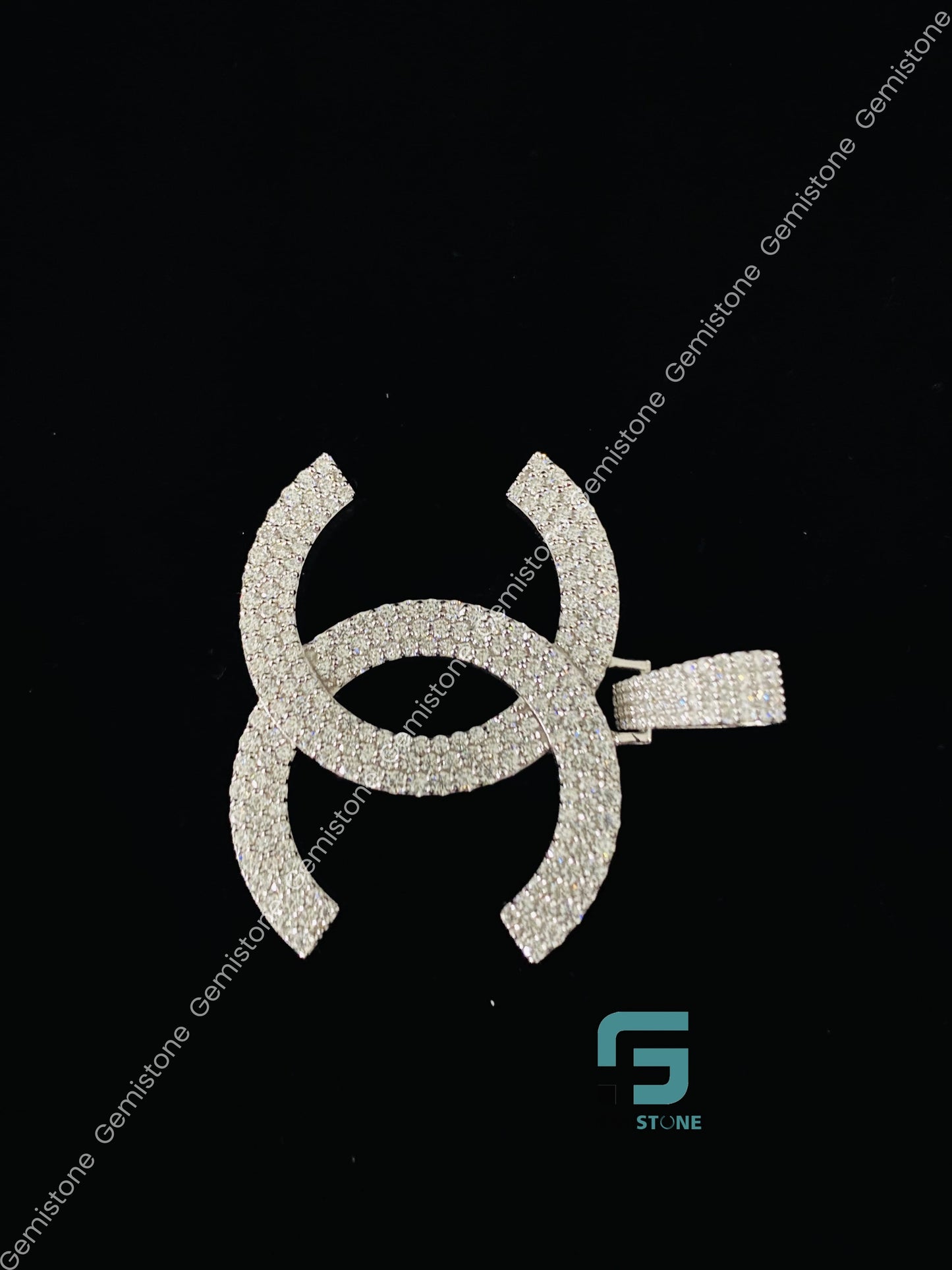 Iced Out Studded Moissanite Gucci Pendant