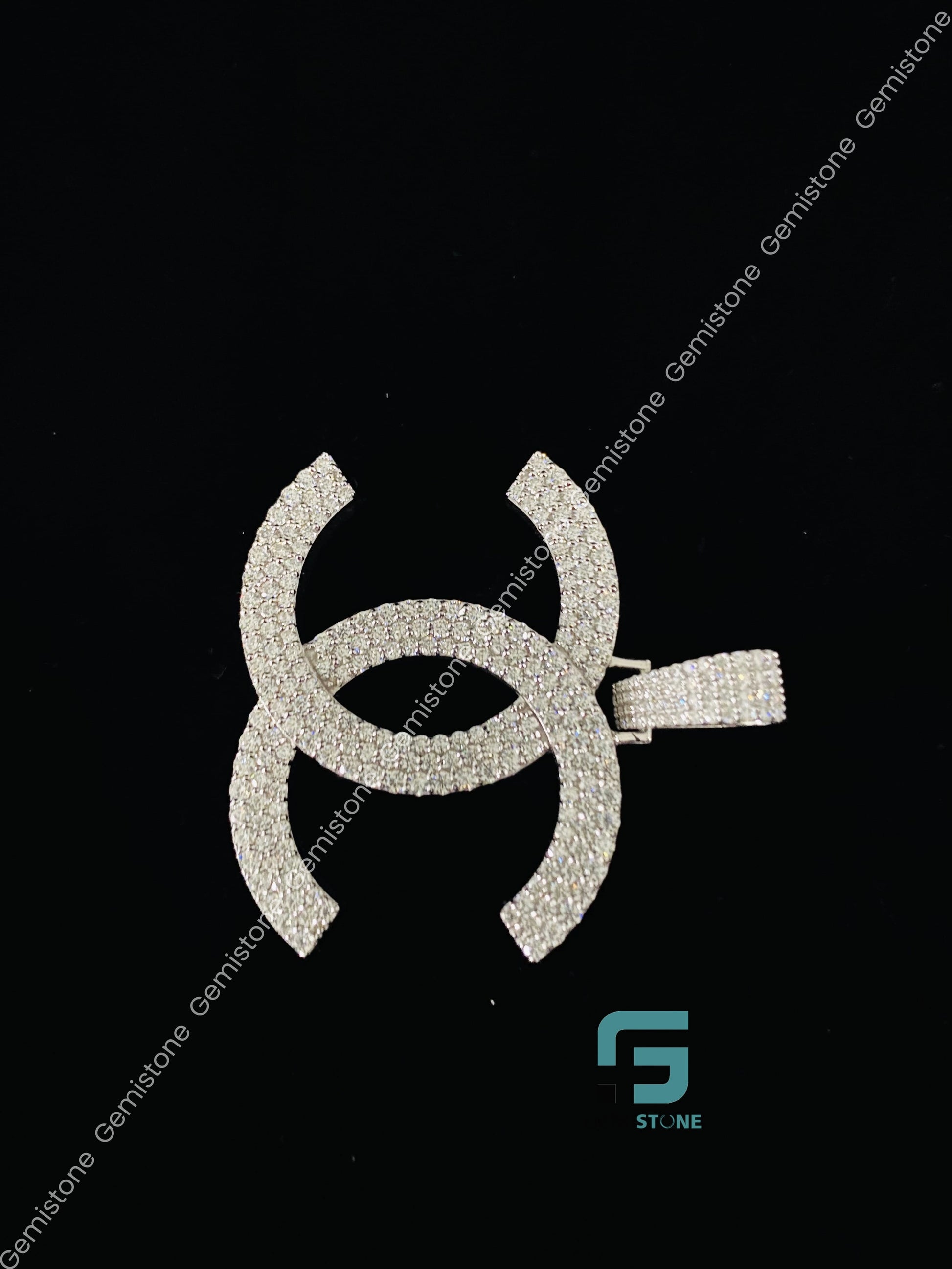 Iced Out Studded Moissanite Gucci Pendant
