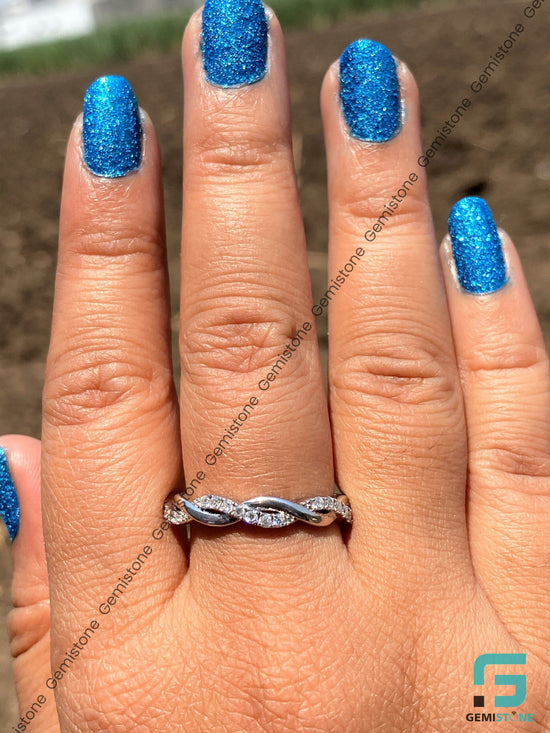 Full Eternity Round Cut Moissanite Infinity Twist Wedding Band