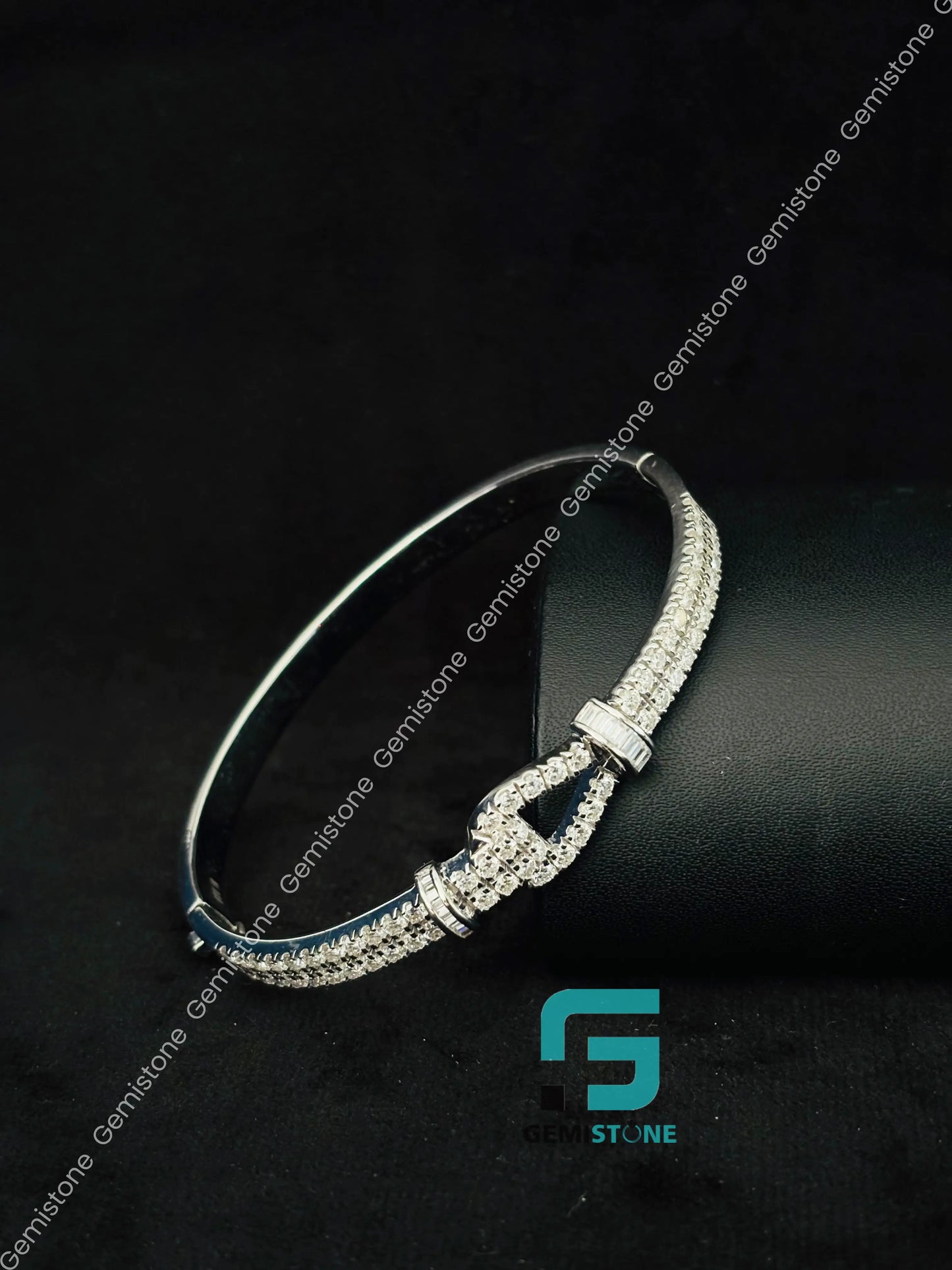 Infinity Motif Moissanite 925 Silver Bangle Bracelet