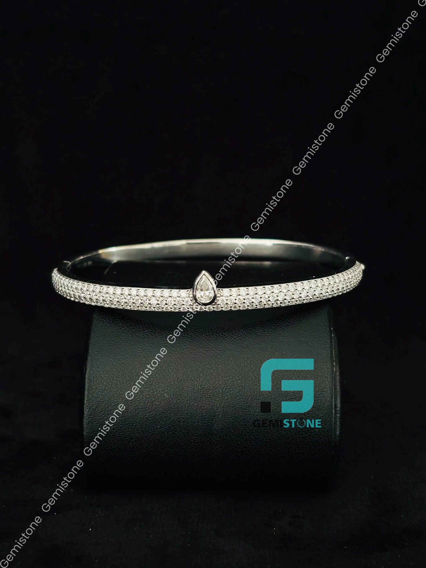 Infinity Motif Moissanite 925 Silver Bangle Bracelet For Unisex