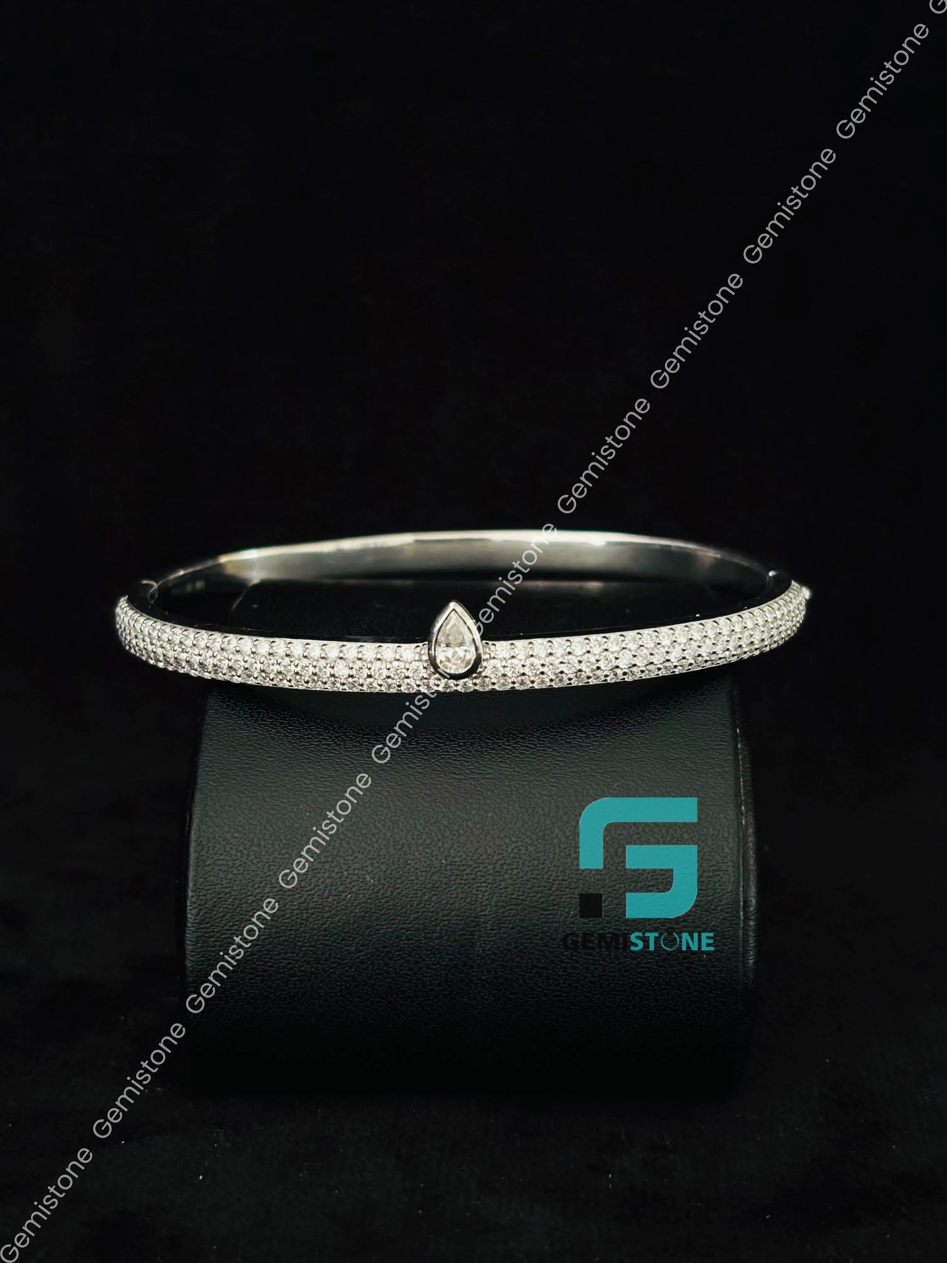 Infinity Motif Moissanite 925 Silver Bangle Bracelet For Unisex