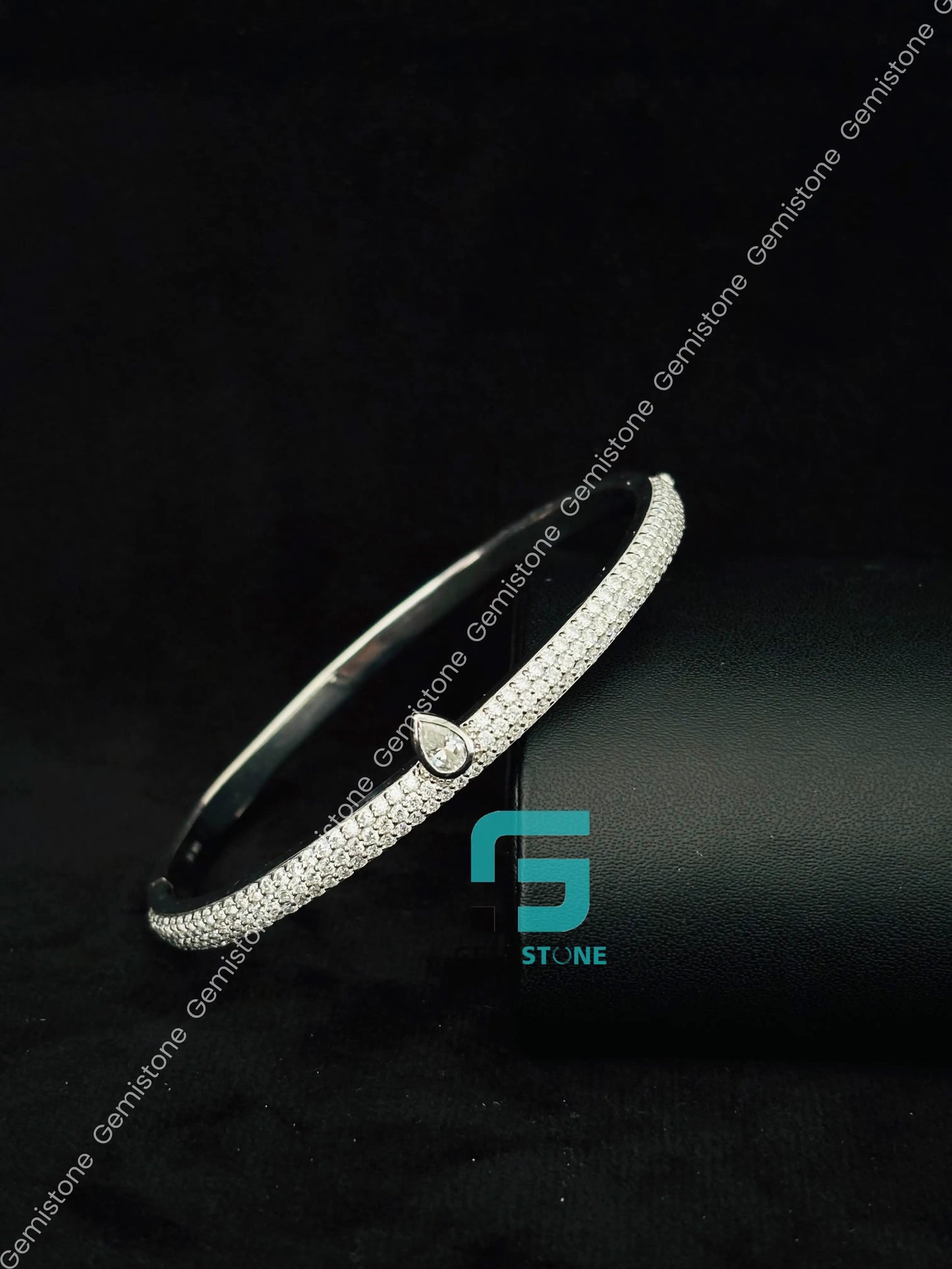 Infinity Motif Moissanite Bangle Bracelet For Women