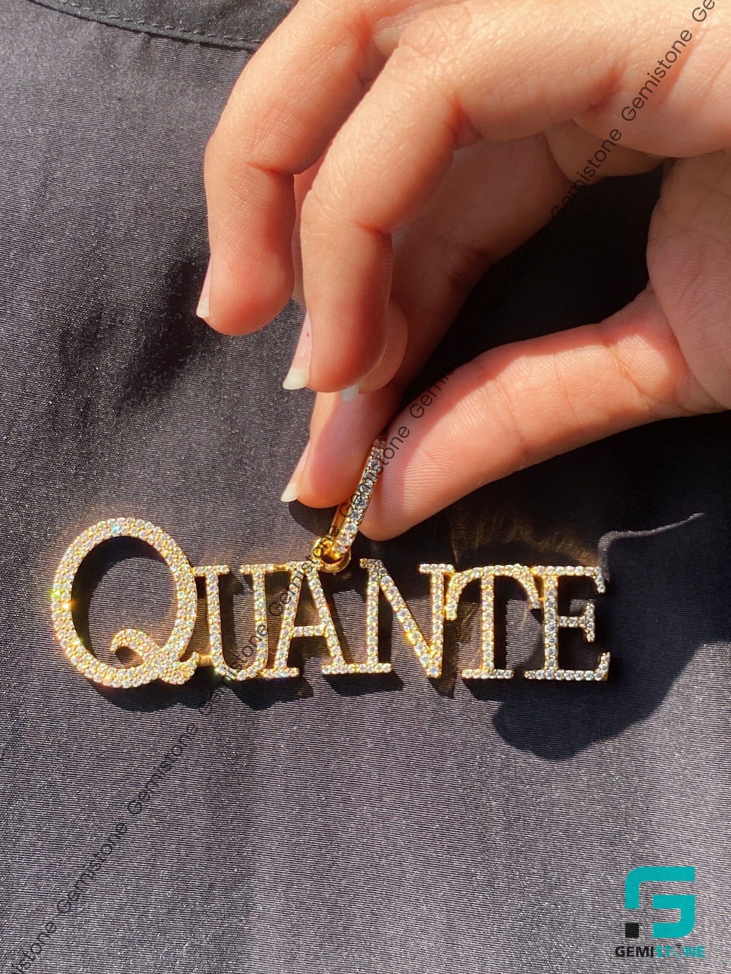 Custom14K Gold VVS Moissanite Diamond Iced Letter Initial Pendant